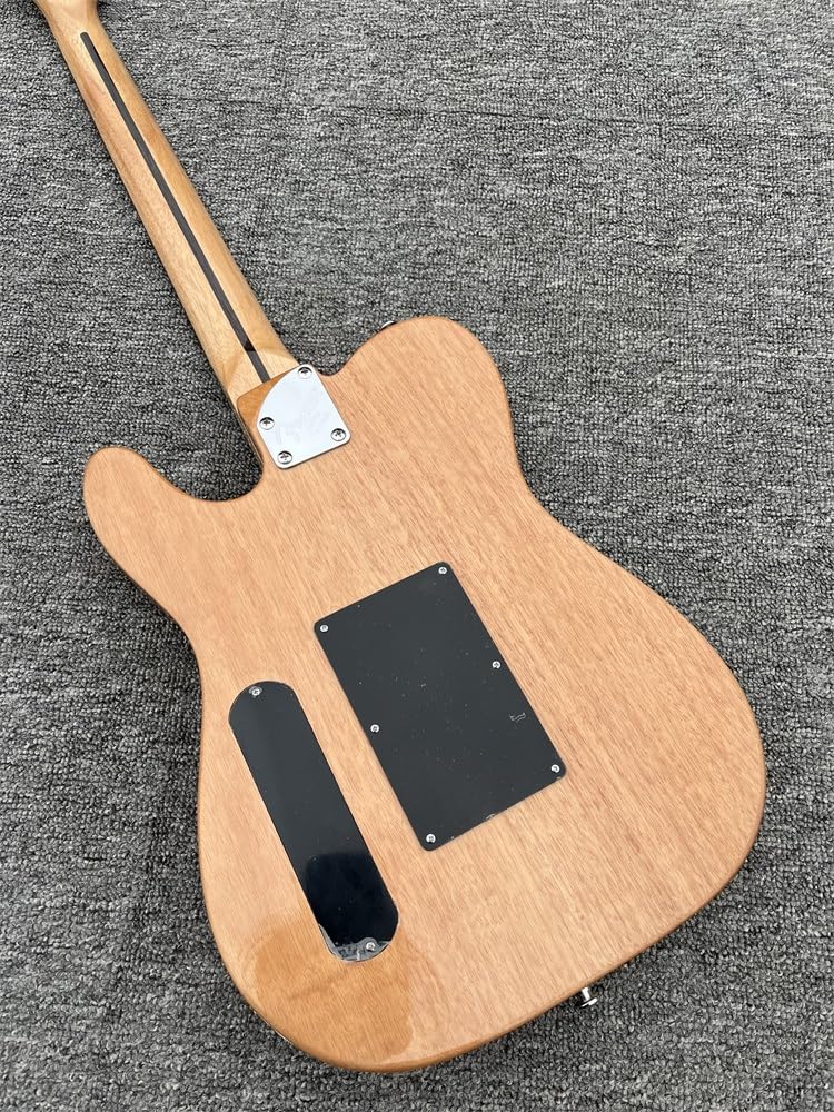 Niestandardowa 6-strunowa gitara elektryczna, panel świerkowy, kolor drewna, akustyczna typu half-hollow