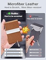 Vista 3 de Padike - Tarjetero de cuero para tarjetas de presentación, estuche metálico para tarjetas de nombre, tarjetero profesional delgado con cierre