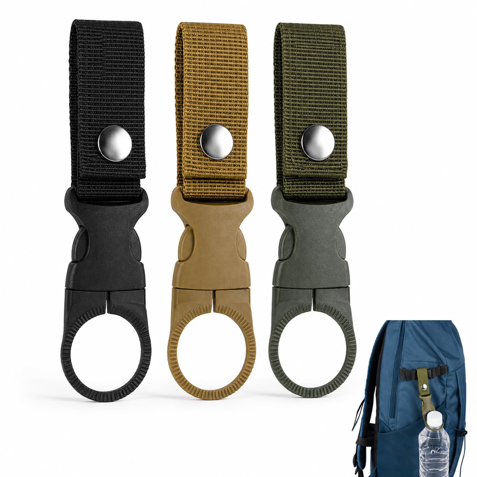 3Pcs Nylon Bottle Holder Clips Adjustable Buckle Straps For Camping Travel