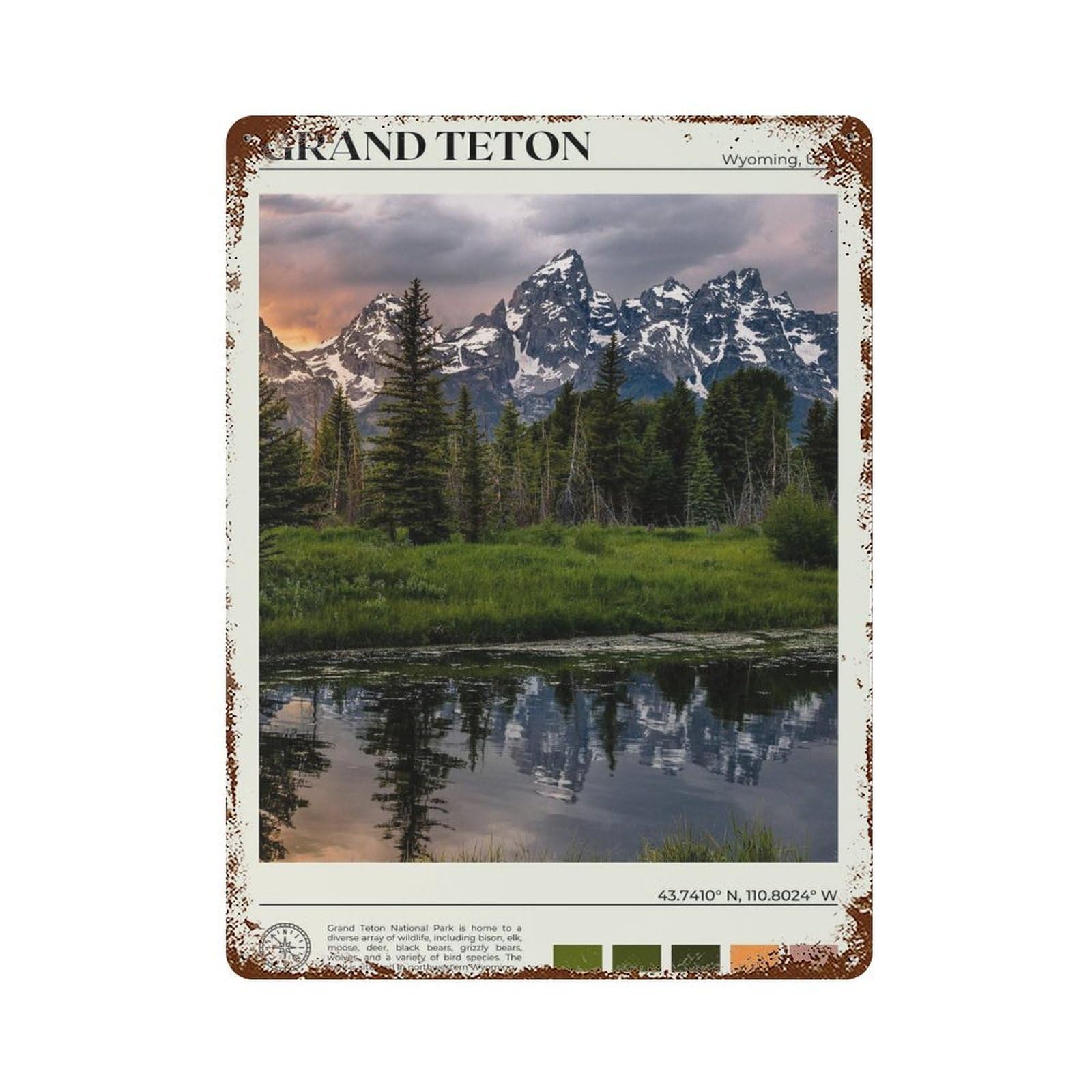xiaoxiaoshen Real Photo Grand Teton Decor Wyoming Wall Decor Art Metal Tin Poster Modern Home Decor Art Home Bar Shop Decorations Vintage Sign 40x30cm