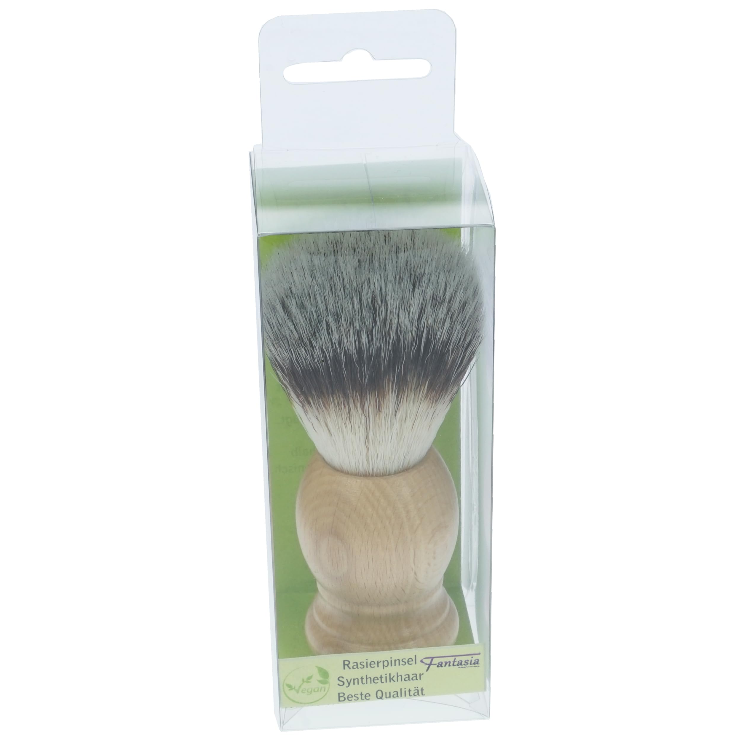 Pennello da barba in setole sintetiche: pennello da barba vegane con manico in legno di faggio chiaro, pennello da barba vegano, pennello da barba sintetico