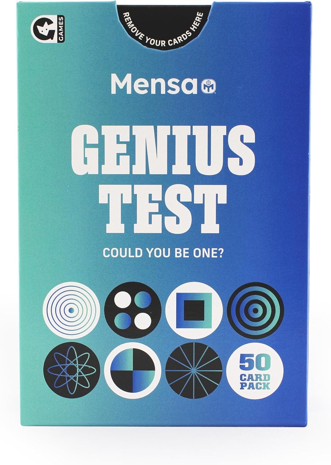 Ginger Fox Official Mensa Genius Test - Test Your Brainpower - 50 Double-Sided Puzzle Cards