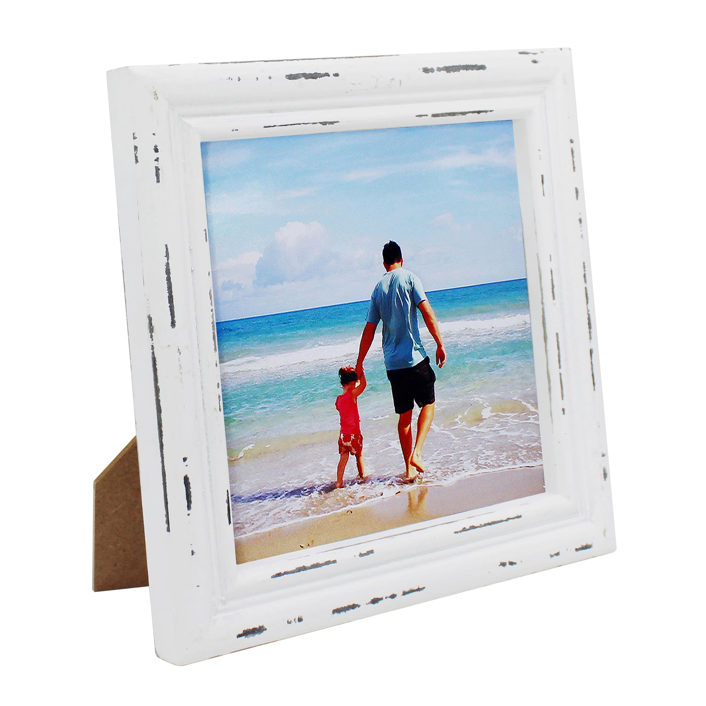 CVHOMEDECO. 6x6 Picture Frame Made of Solid Wood High Definition Glass Rustic Antique Designs Small Photo Frame for Tabletop Display and Wall Mounting