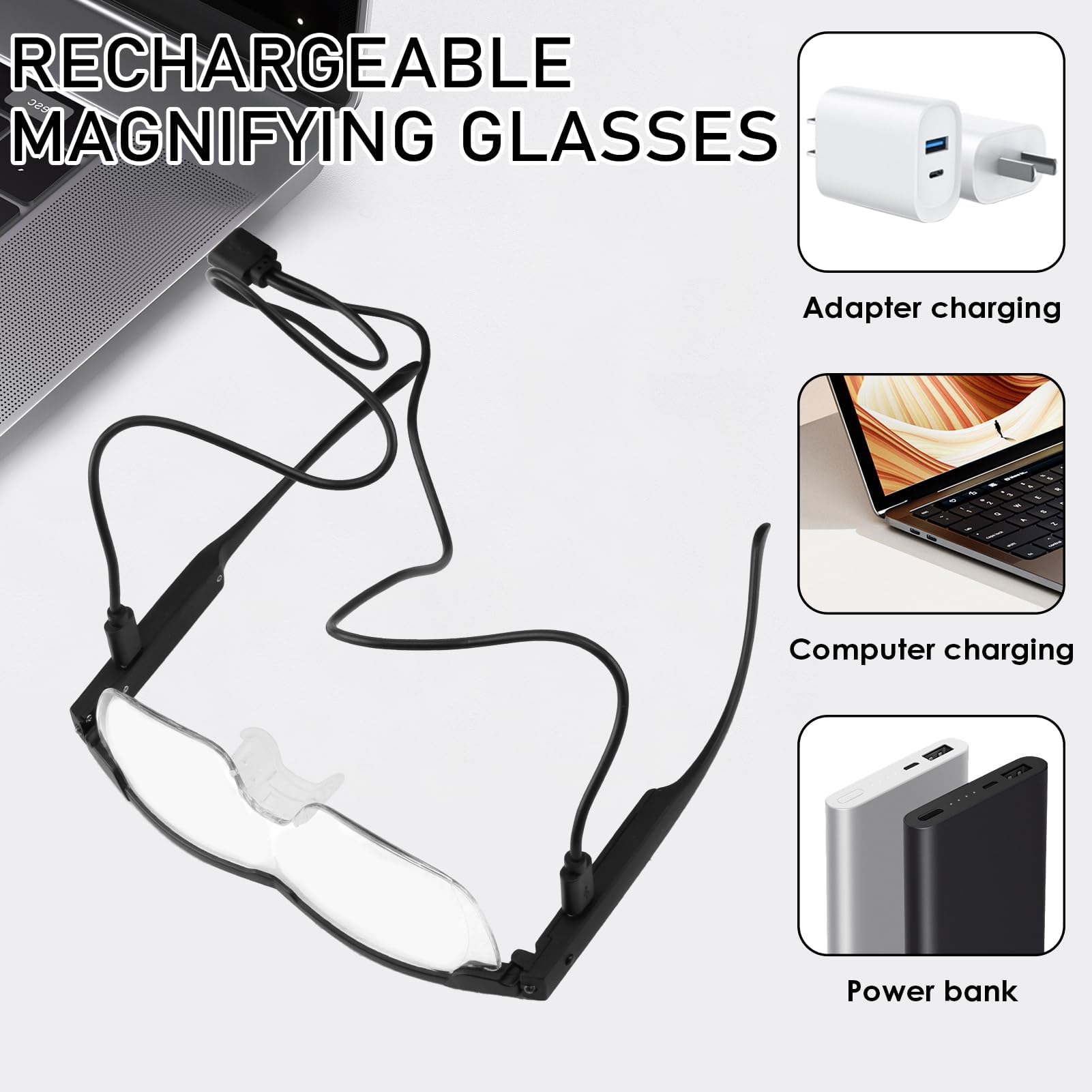 180% Magnifying Glasses for Hobbies Reading Wearable Glasses with 2 LED Lights 1.8X Magnify Sight Spectacles for Hobbies Elderly Close Work Reading Jewellers Repairing - Image 4