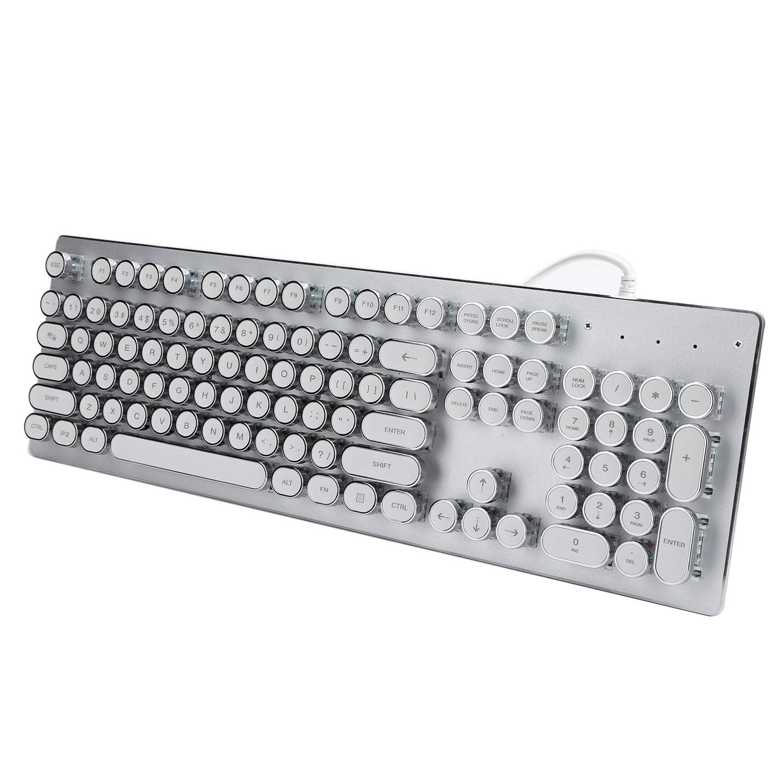 Dpofirs HJK920 Uniwersalna mechaniczna klawiatura komputerowa, przewodowa klasyczna retro punkowa klawiatura mechaniczna, ergonomiczna klawiatura z mieszanym podświetleniem, 104 okrągłe klawisze