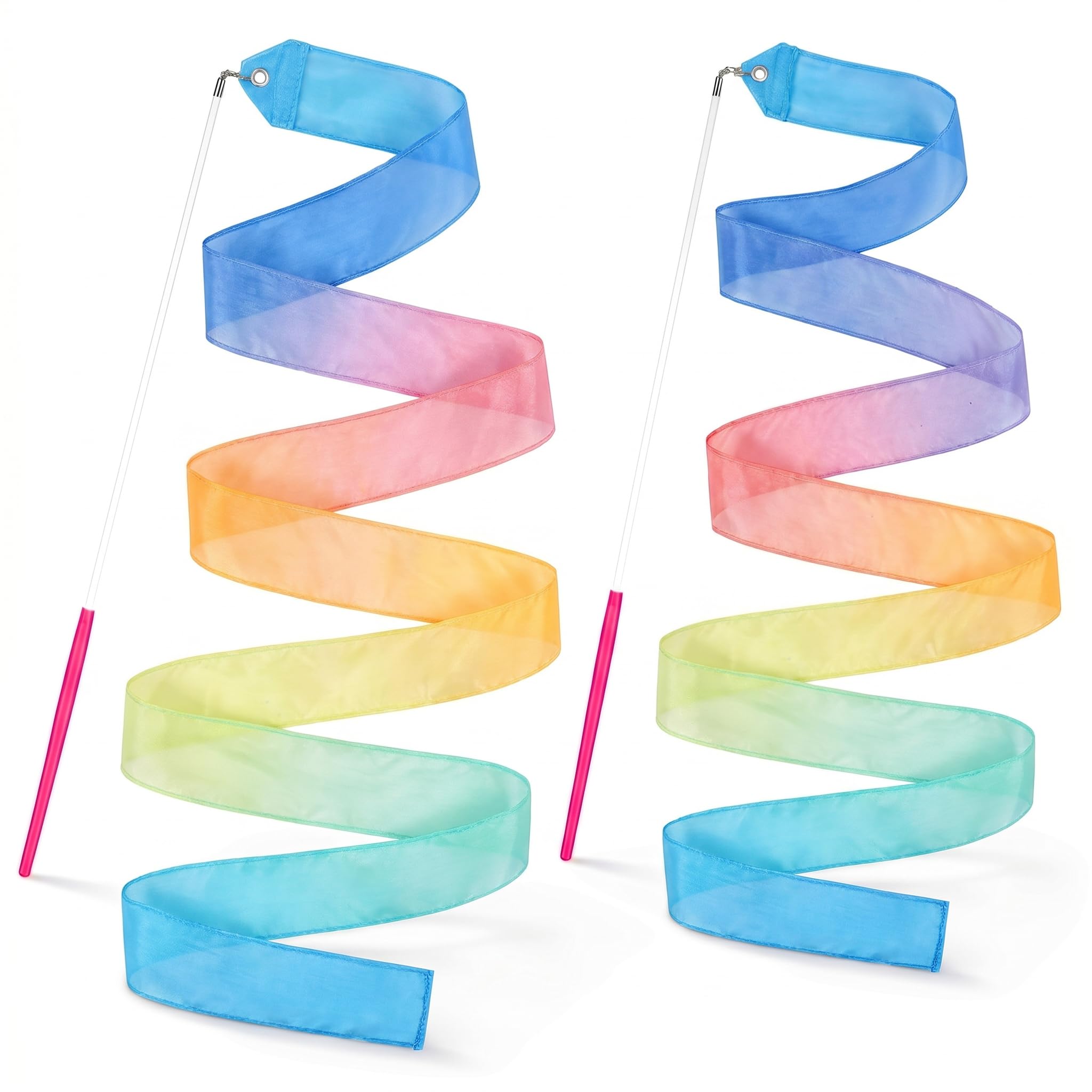 YGEOMER 2Pcs 100% Pure Silk Dance Ribbon Wands Kids