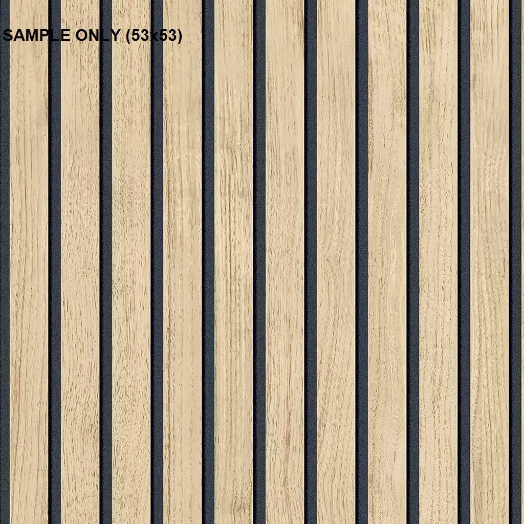 Yöl Sample For Panacea Wood Slats Wallpaper Light Oak Black Realistic Striped Natural