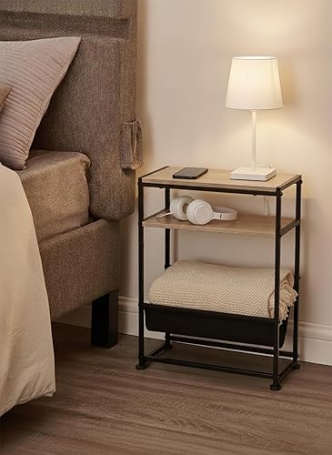 Miniatura 5 de Mesa auxiliar estrecha para espacios pequeños, mesa auxiliar delgada con soporte para revistas, diseño 2 en 1, mesa de centro estrecha para sala de