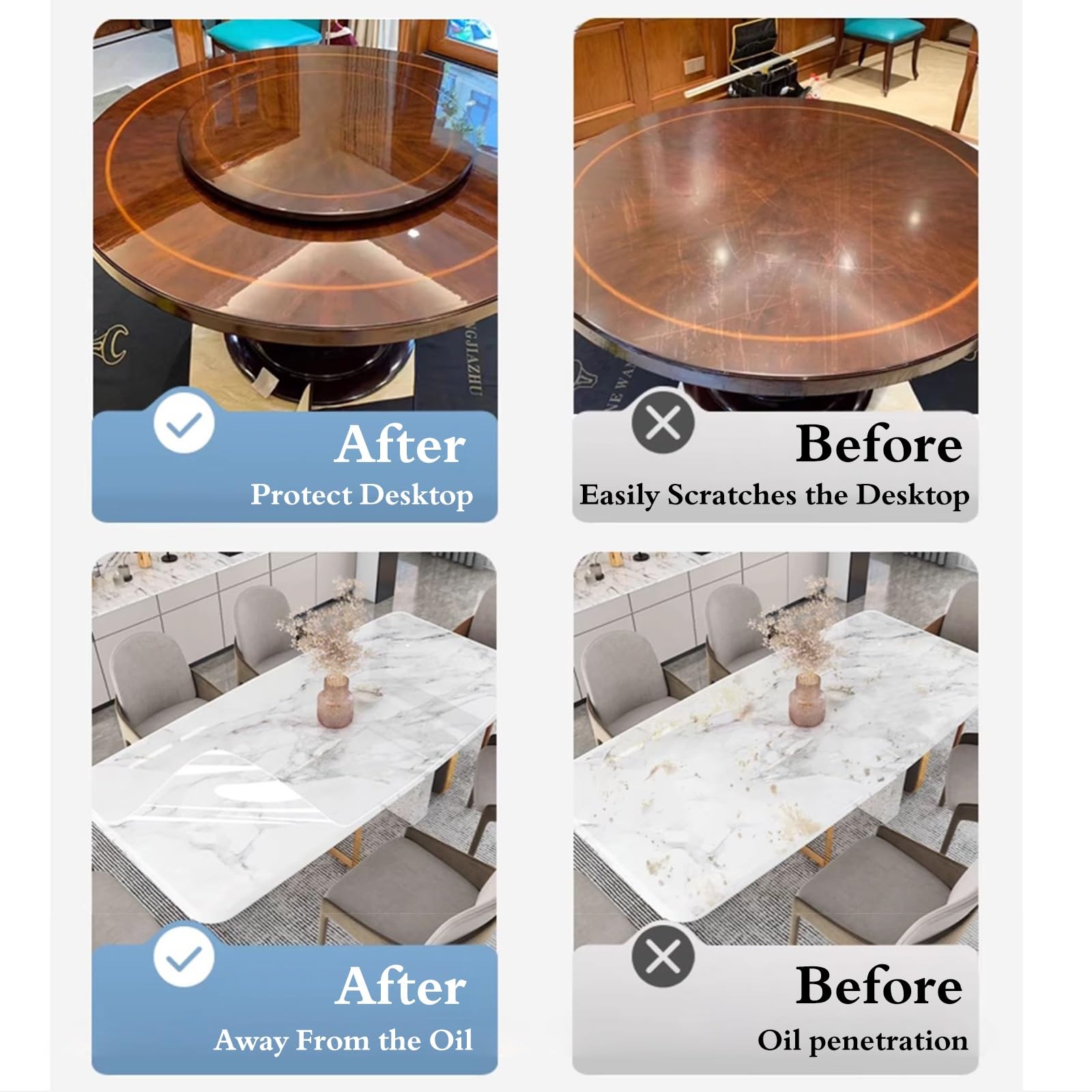 Transparente Schutzfolie zum Abziehen und Aufkleben, selbstklebendes Vinyl für Holz, Marmor, Arbeitsplatten und Möbel, hitzebeständig, transparente Rolle (50 x 165 cm)