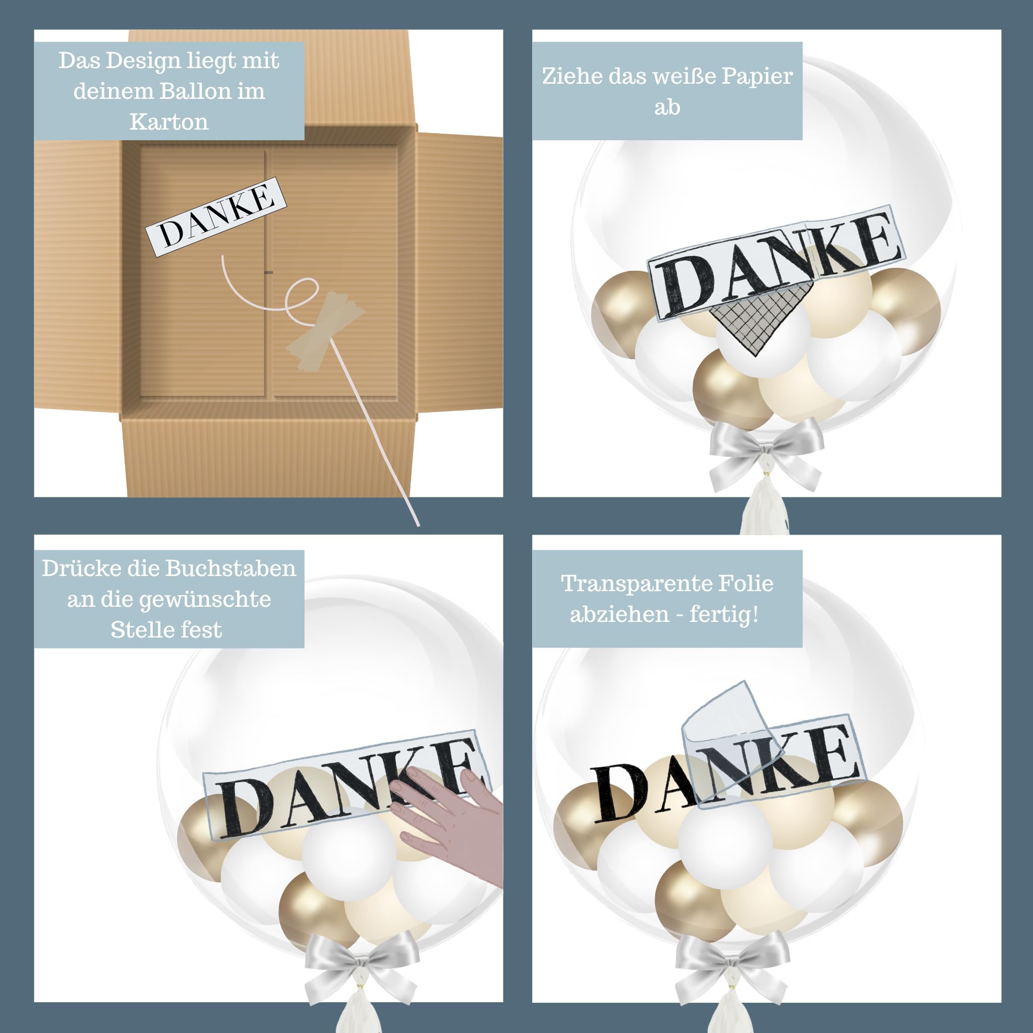 Personalisiertes Ballongeschenk: Durchsichtiger Heliumballon mit Bunten Ballons, Geschenk zur Hochzeit, Hochzeitsmitbringsel