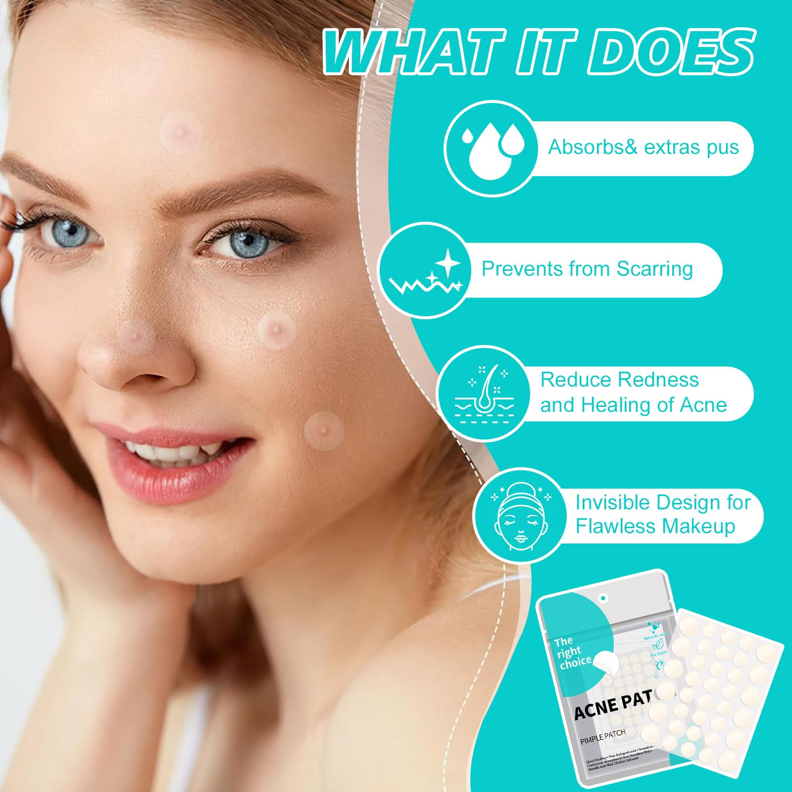 Cerotti per Brufoli 306 Pezzi con Olio dell'Albero del Tè e Acido Salicilico - Patch Brufoli Acne Invisibili, Impermeabili e Traspiranti per Giorno e Notte, Rimuovono Velocemente i Brufoli e l'Acne
