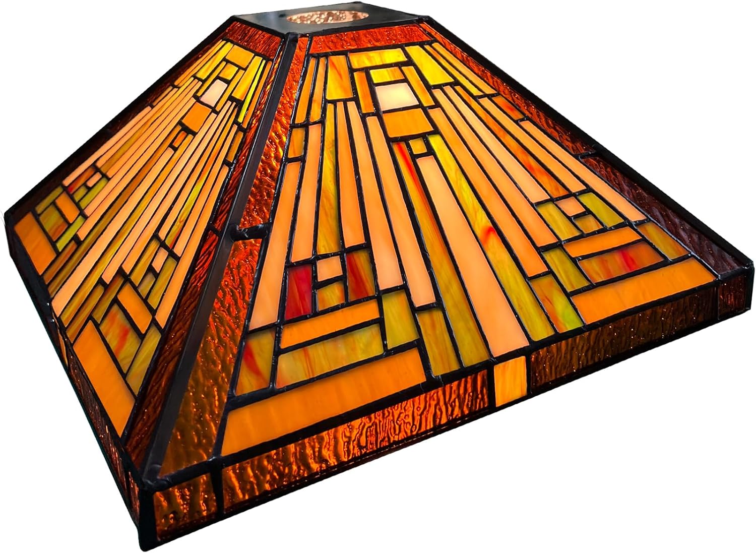 Capulina Tiffany Lamp Shade 12 Inches Wide Accessories Replacement Amber Brown Mission Tiffany Style Stained Glass Lampshade for Torchiere Floor Lamp and Pendant Light