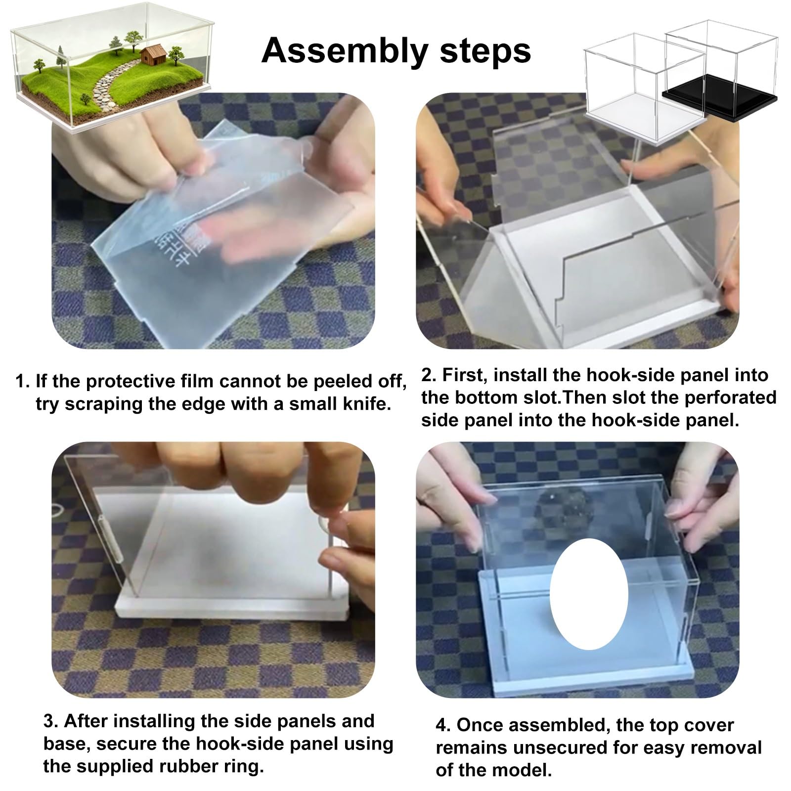 ROFBIHG Teca Plexiglass duży przezroczysty akrylowy stojak ekspozycyjny, plastikowy prostokątny wyświetlacz, wzmocniony samodzielny gablot, do figurek, zabawek, przedmiotów kolekcjonerskich (biały