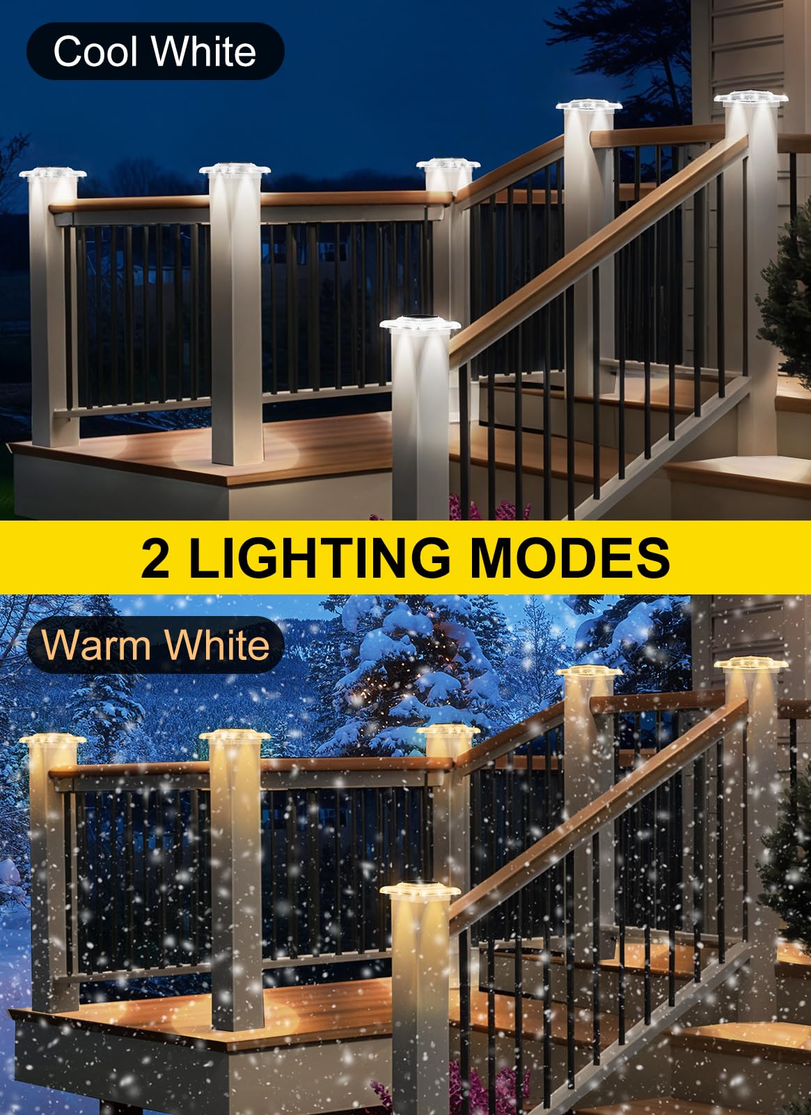 NATPOW Solar Post Lights, Garden Fence Lights Warm White & Cool White Dusk Till Dawn Outdoor Light - Image 4