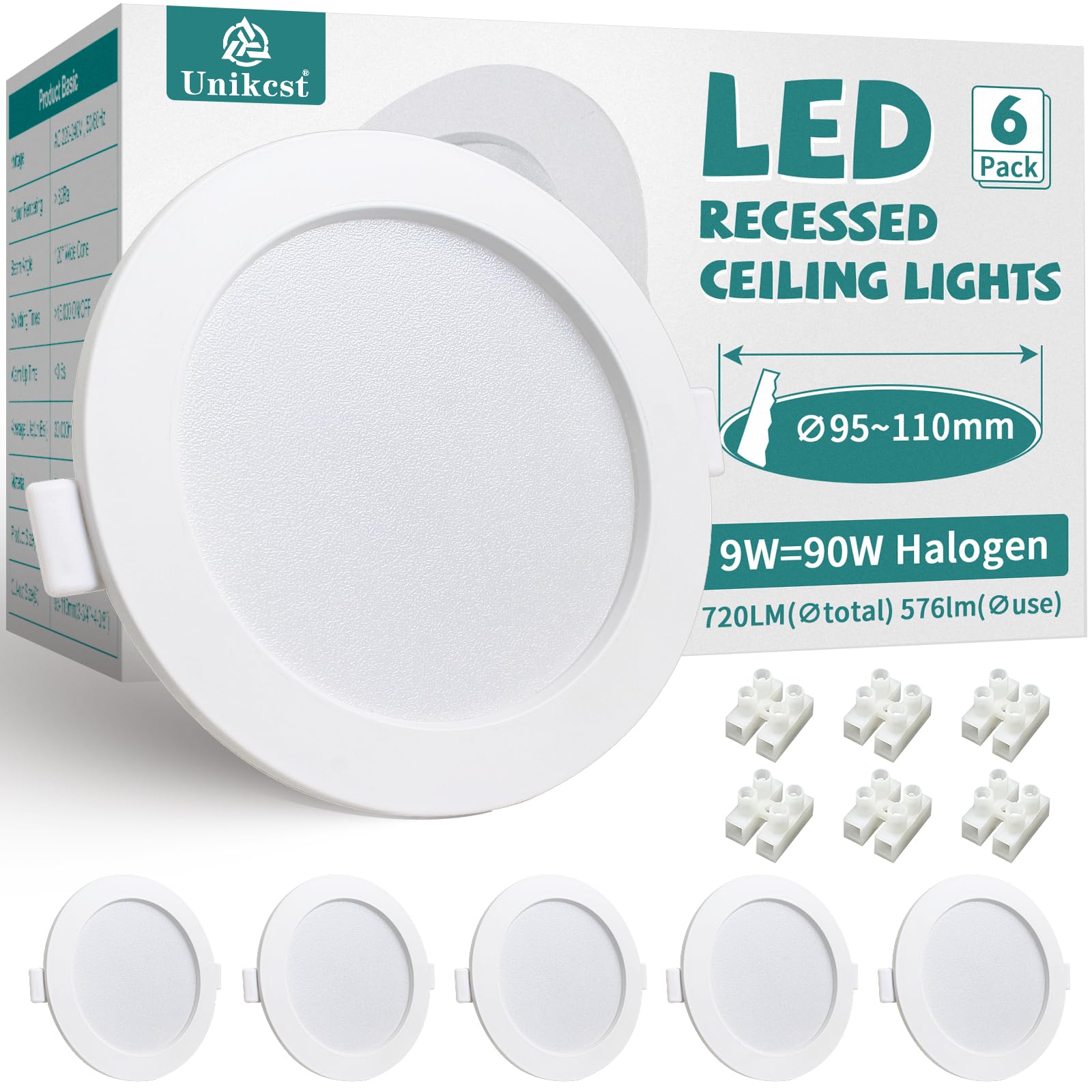 LEDSone 5 Pack LED Recessed Ceiling Lights Cool White 6000K 5W 550LM, AC85- 265V, Ultra Slim Downlights For Ceiling, IP20 Adjustable Spotlight LED Downlights Ceiling For Bathroom