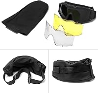 Vista 7 de QWORK Gafas tácticas militares de Airsoft para deportes al aire libre con 3 lentes intercambiables para montar a caballo, negro