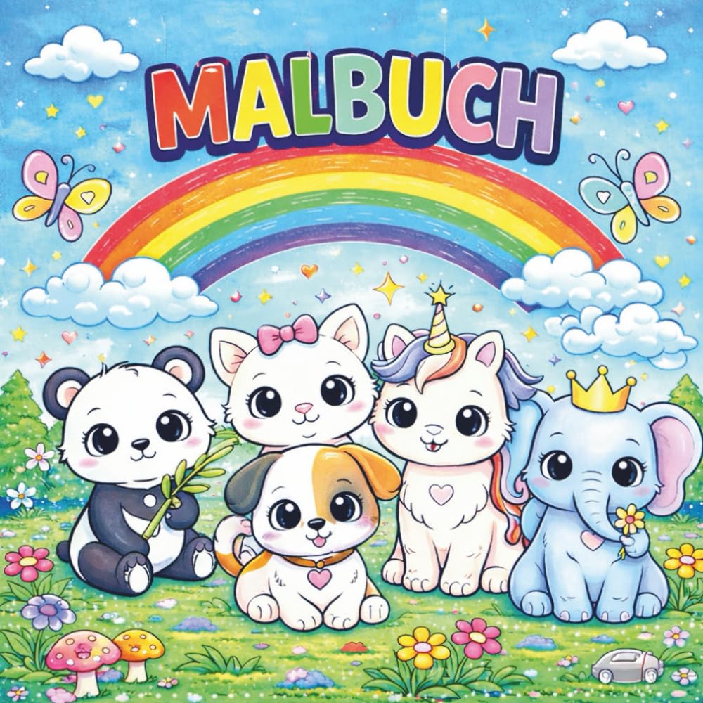 MALBUCH: 40 süße Tiermotive zum Ausmalen – Einfache Bilder mit großen Flächen, für Kinder ab 4 Jahren