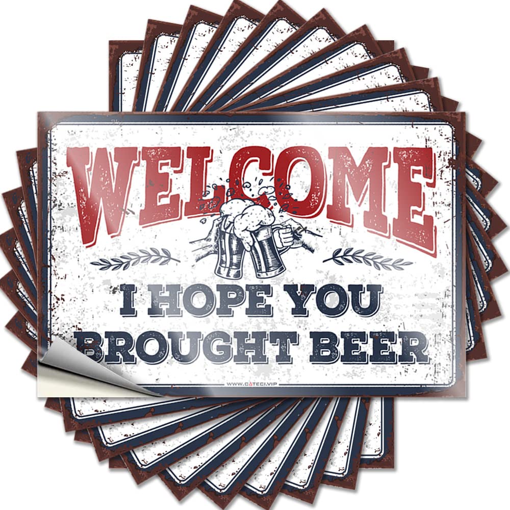 Car Stickers and Decals Welcome I Hope You Brought Beer Funny Sticker 10 Pcs Windshield Stickers for Cars Car Stickers Funny(8X12CM)