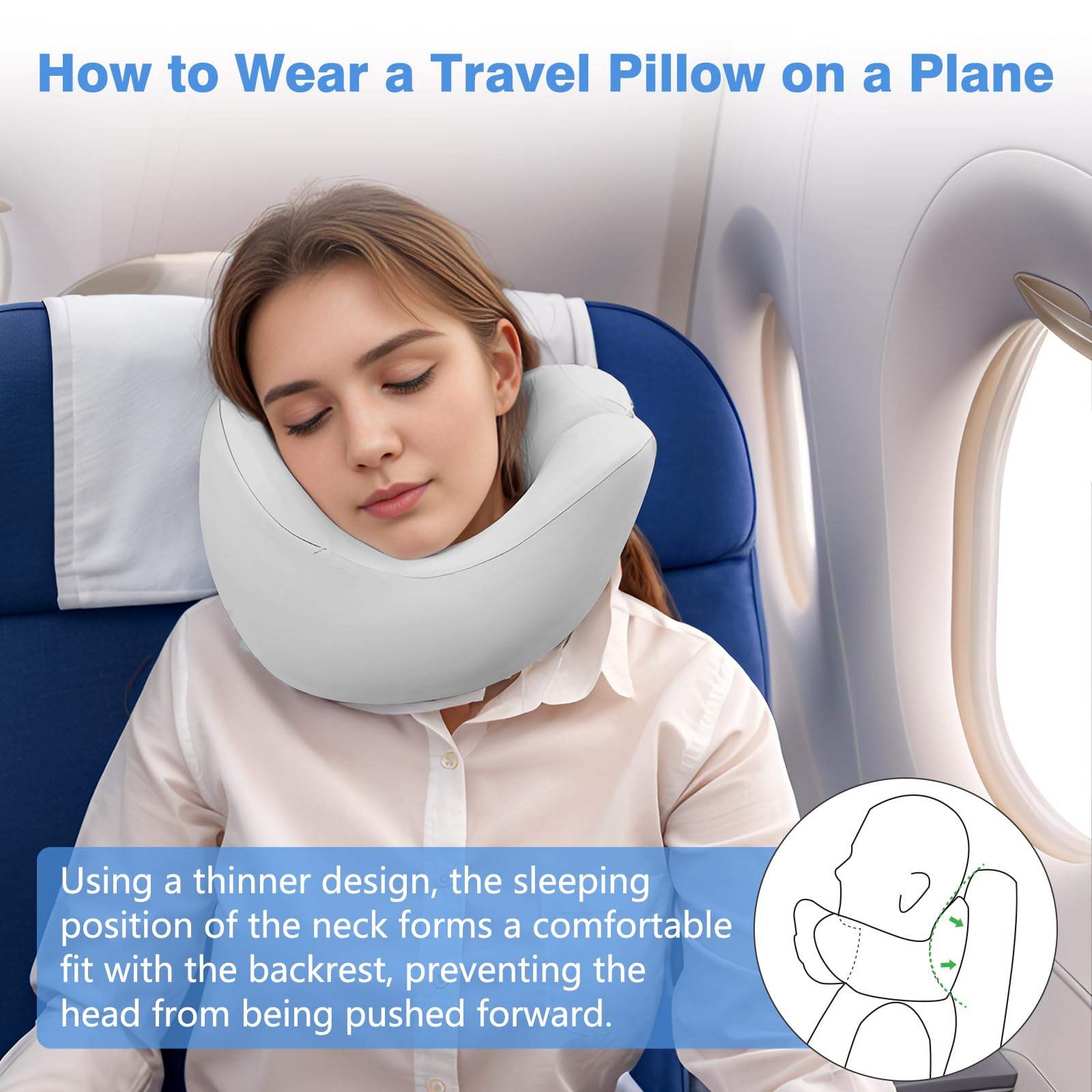 jiaao Travel Neck Pillow Memory Foam Neck Support, 2025