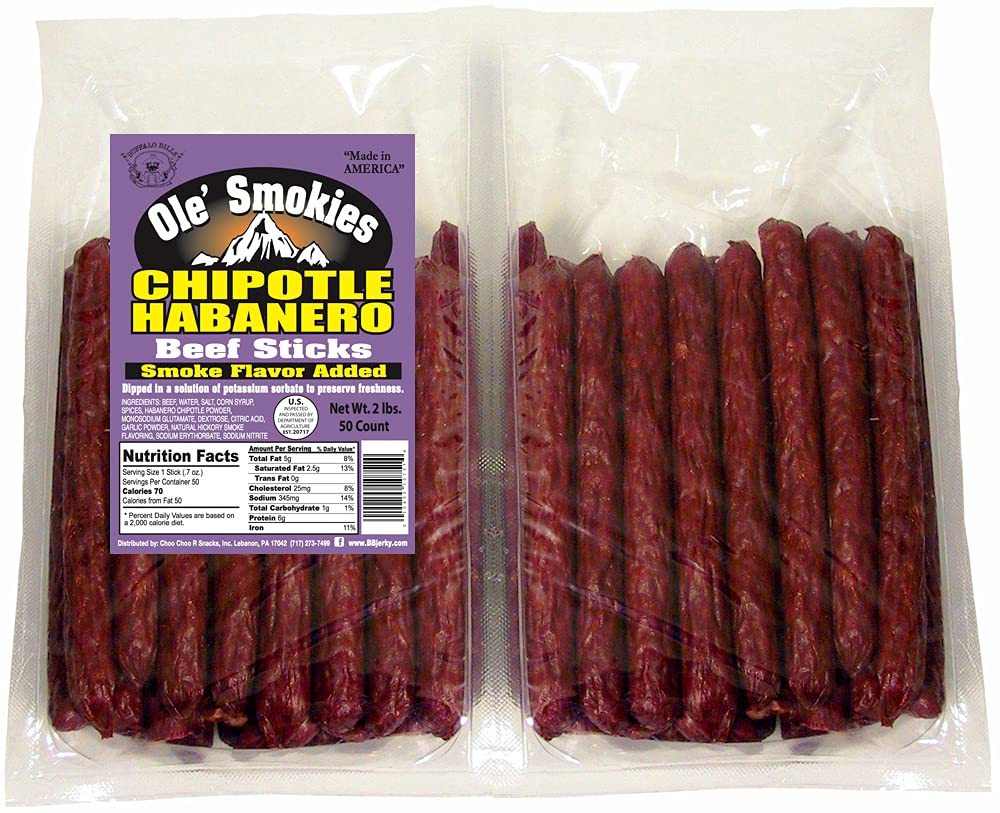 Buffalo Bills 2-lb Mild 5" Ole' Smokies Saddlebag (50 twist-end beef sticks per saddlebag)