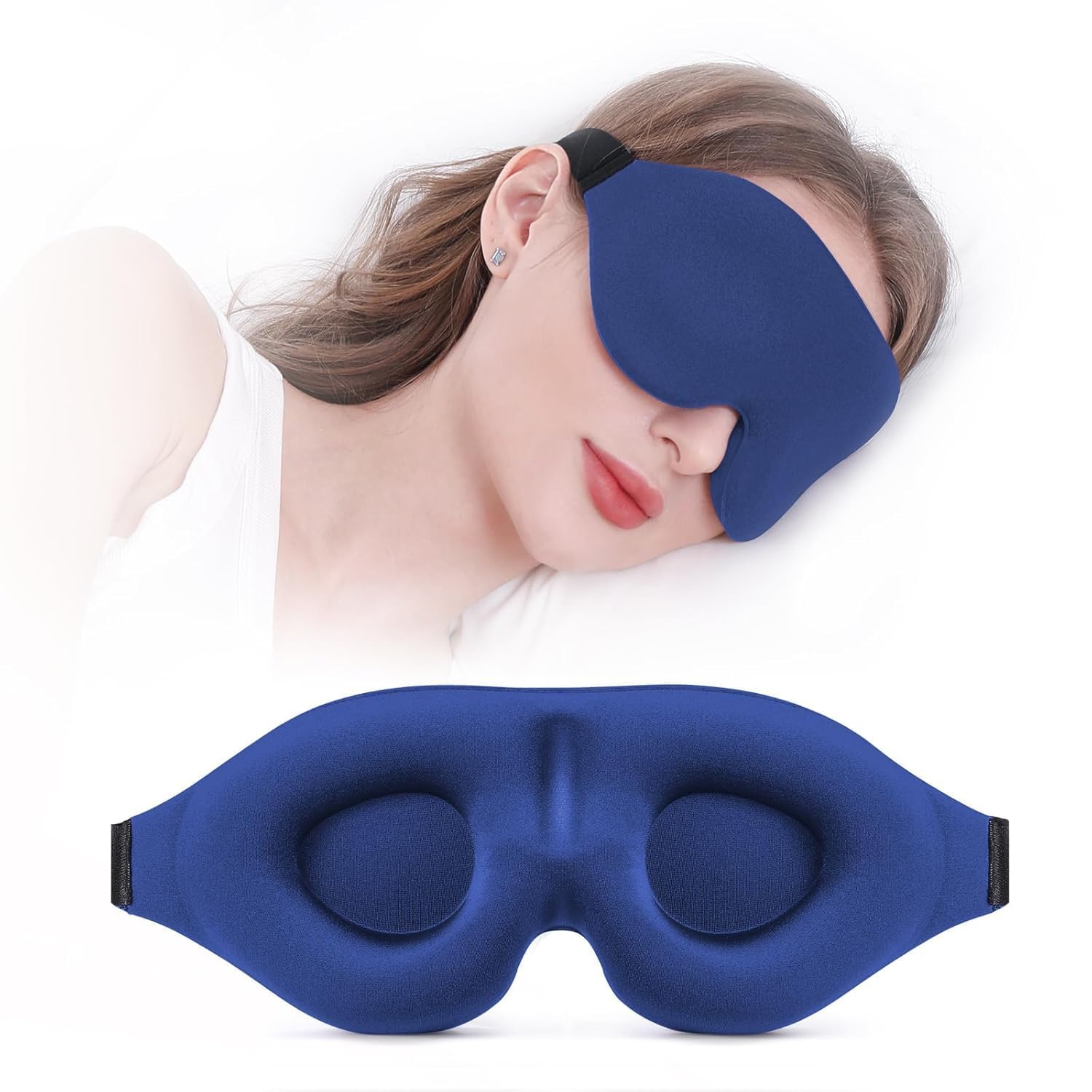 KRUHIMO 3D Contoured Sleep Eye Mask for Sleeping – 99% Blackout Light Blocking Memory Foam Eye Mask with Adjustable Strap, Ultra Soft Breathable Travel Eye Shade for Deep Rest, Meditation & Insomnia Relief-picture-5