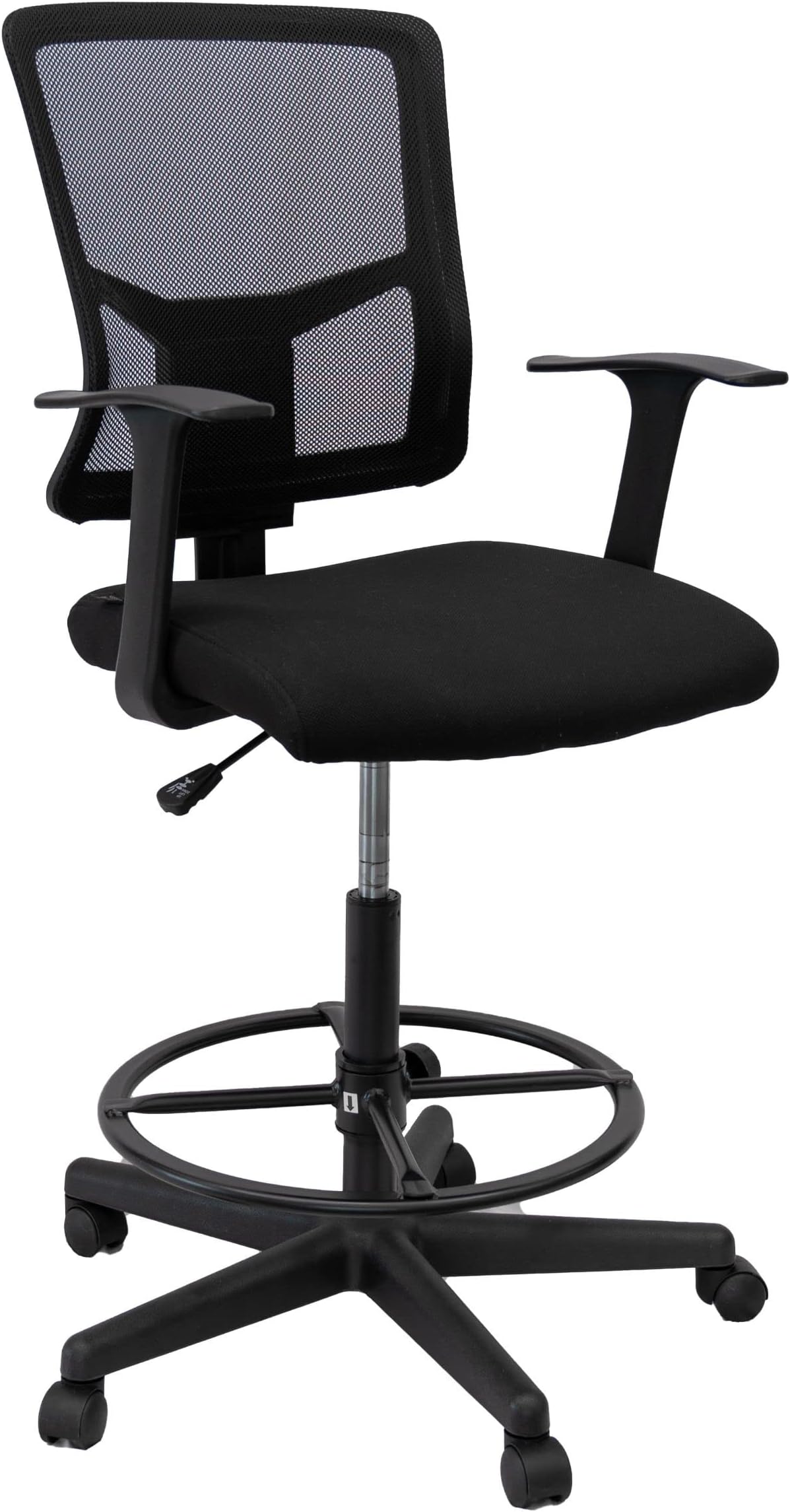 S Stand Up Desk Store Sit to Drafting Ta k Stool Chair for ing with Adju table Footre t and Armre t (Black)