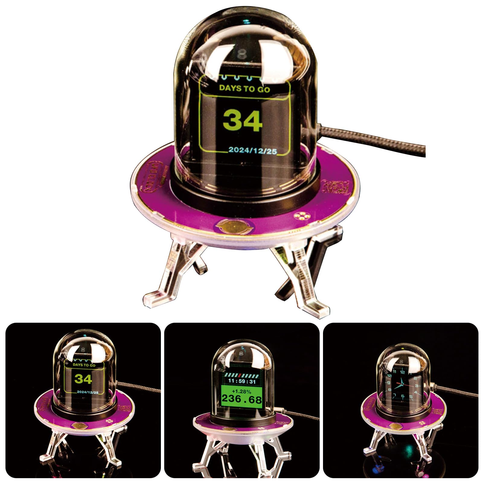 Orologio digitale retrò Nixies Tube con schermo IPSS in tempo reale dei prezzi dell'oro e RGBS effetti di illuminazione ambientale, analogico/digitale ibrido orologio da scrivania