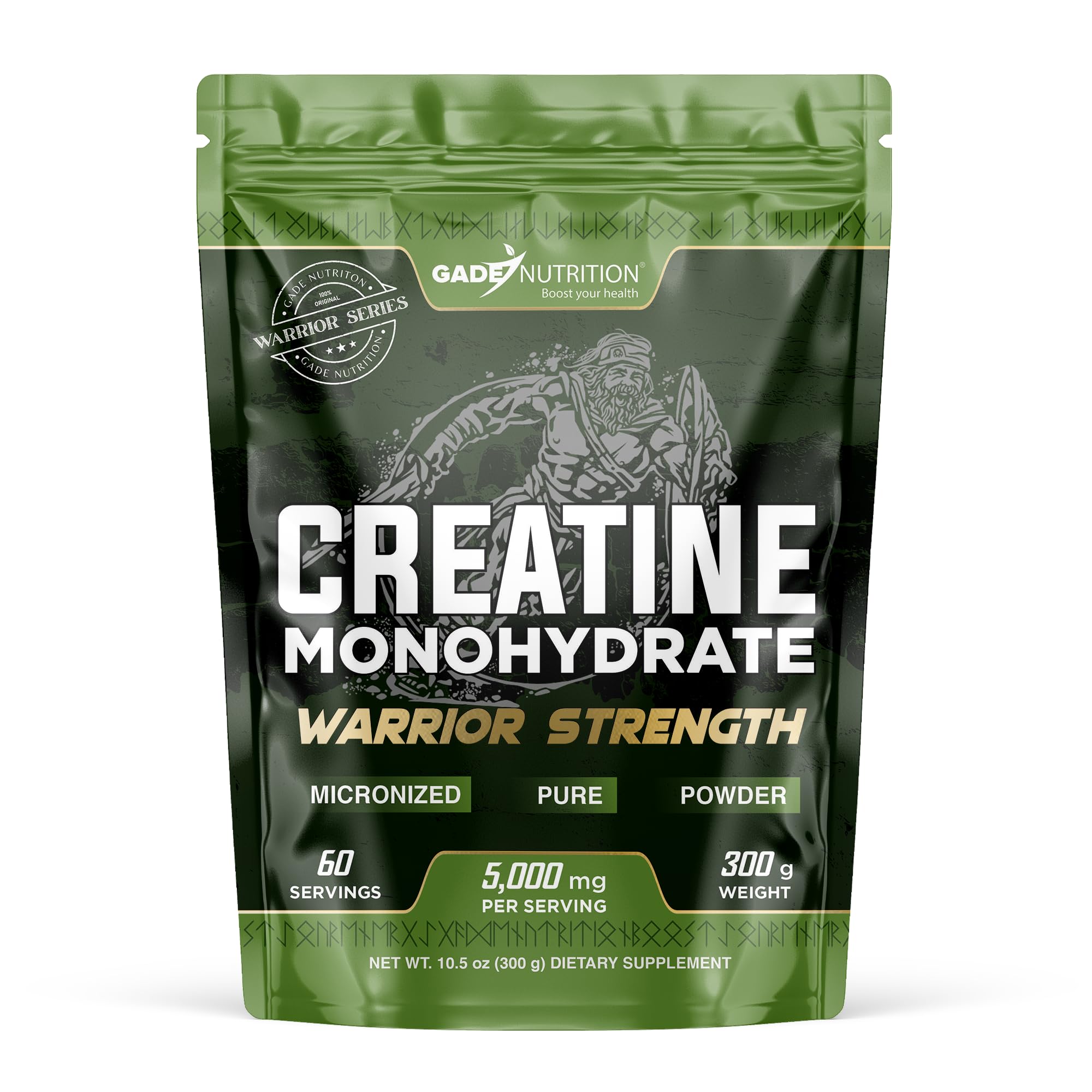 GADE NUTRITION BOOST YOUR HEALTH Creatina Monohidratada em Pó 5.000 mg por porção 300 g