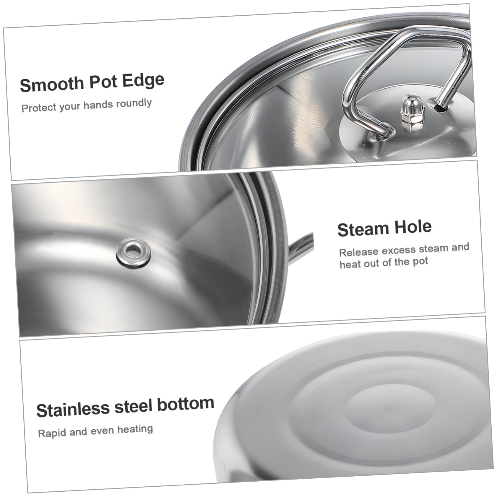Ciieeo Set di Pentole da Zuppa in Acciaio Inox 5 Set con Doppi Manici | Coperchi in Vetro, Finitura Argento, Uso Versatile per Cucina Domestica, Formato All-in-one
