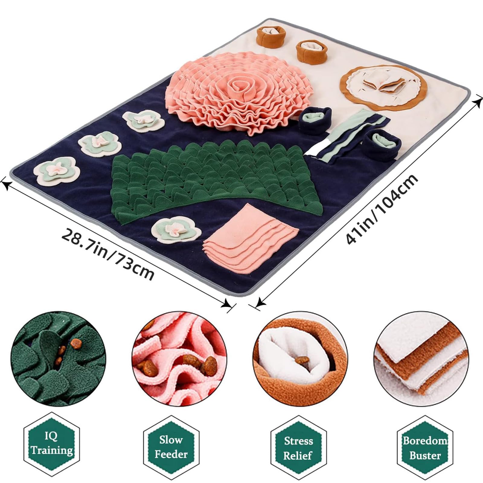 Tappeto Olfattivo Cane, 104X73cm Tappetino Olfattivo Cane Pieghevole, Lavabile Sniffing Fun Mat,Il Tappetino Olfattivo per Cani Giochi Interattivi Attivazione Mentale Cane