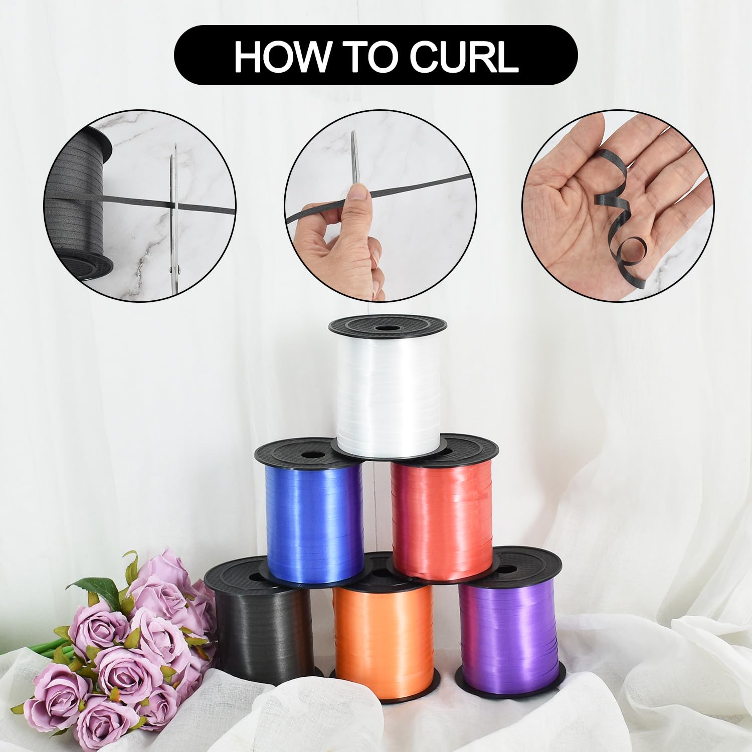 TONIFUL 500 Yards Curling Ribbon-Balloon Ribbon-Balloon String for Art&Craft Decor,Gift Wrapping,Ribbons and Bows for Christmas New Year Birthday Gifts Graduation Supplies (Black and Red) - Image 3