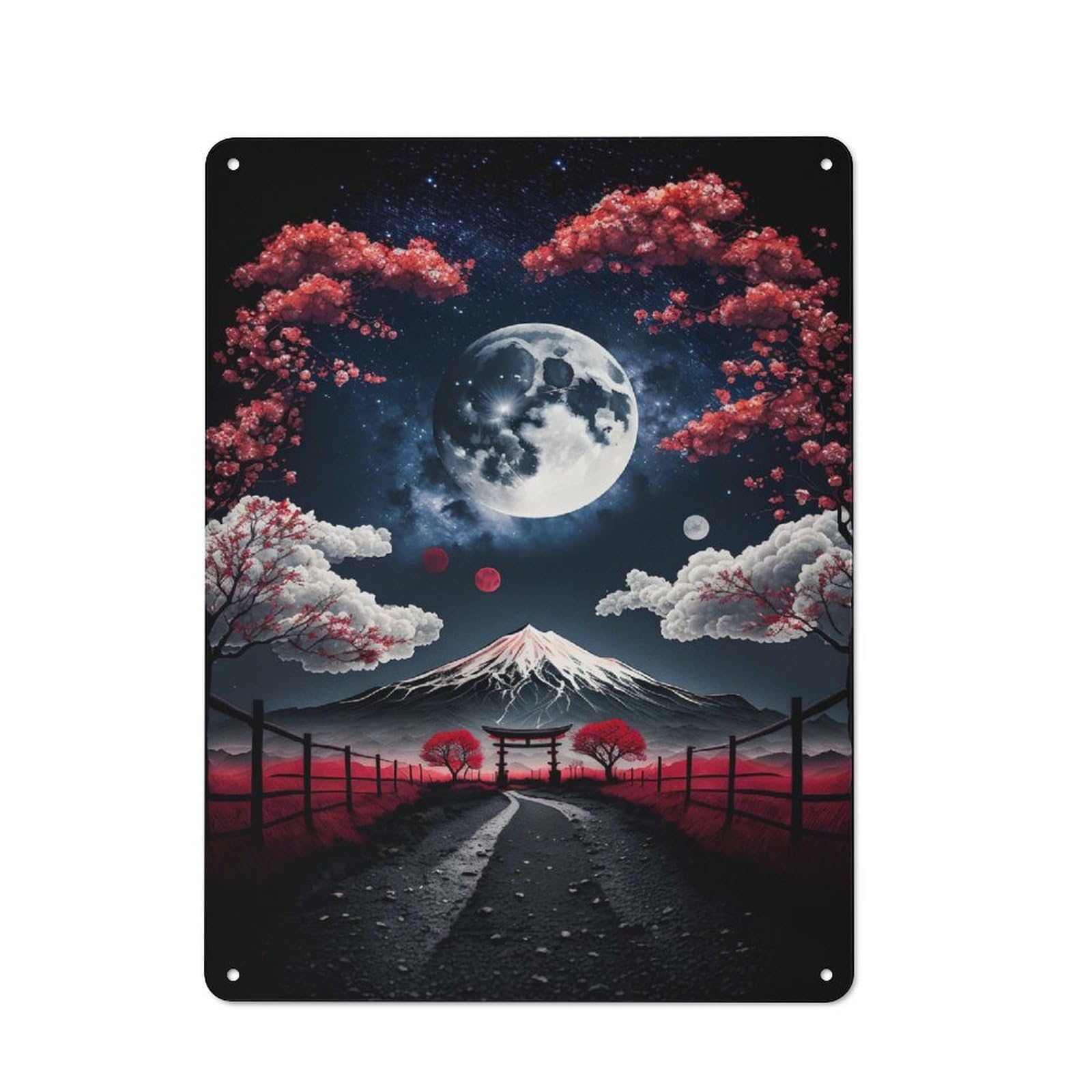 Junmoney Fuji Mountains Landscape Retro Metal Wall Sign 40X30cm For Café Or Home Bar, For Home Bar Enthusiasts, For Retro Home Interiors