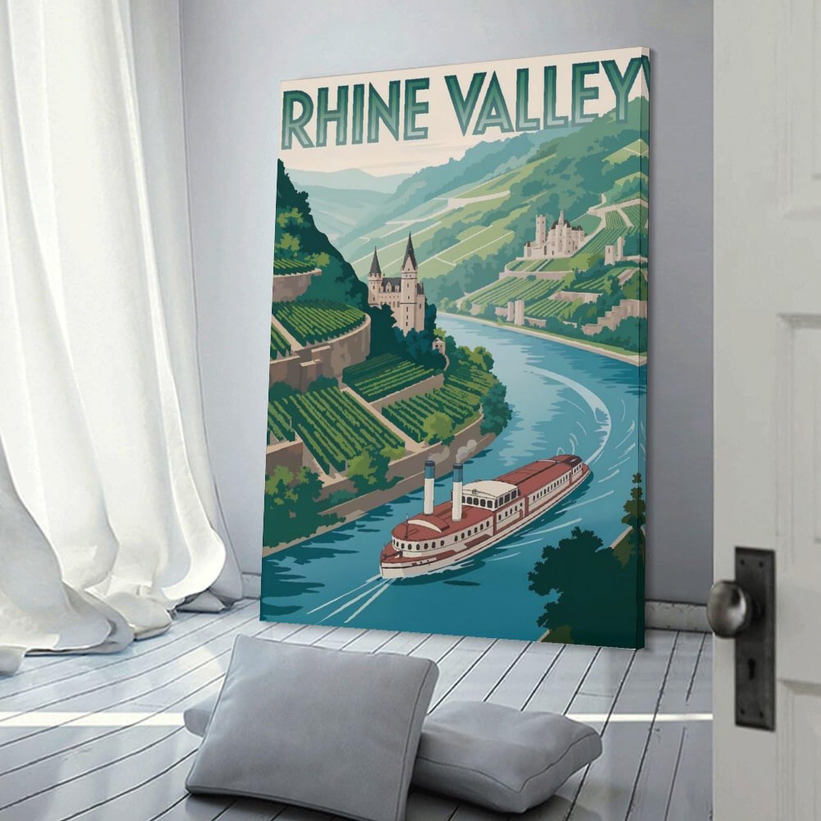 Junmoney Rhine Valley Travel Canvas Wall Decor 20x30inch(50x75cm), for Entrance Walls, Hall Decor Or Foyers, Wall Decor to Refresh Empty Corners