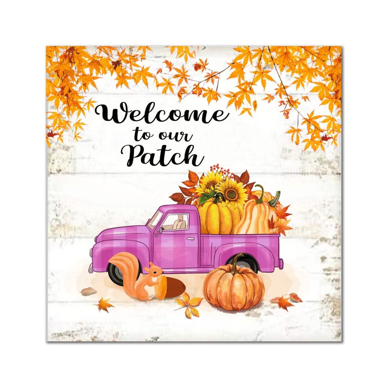 Panneau en bois Welcome pour décorer votre entrée cet automne avec citrouilles