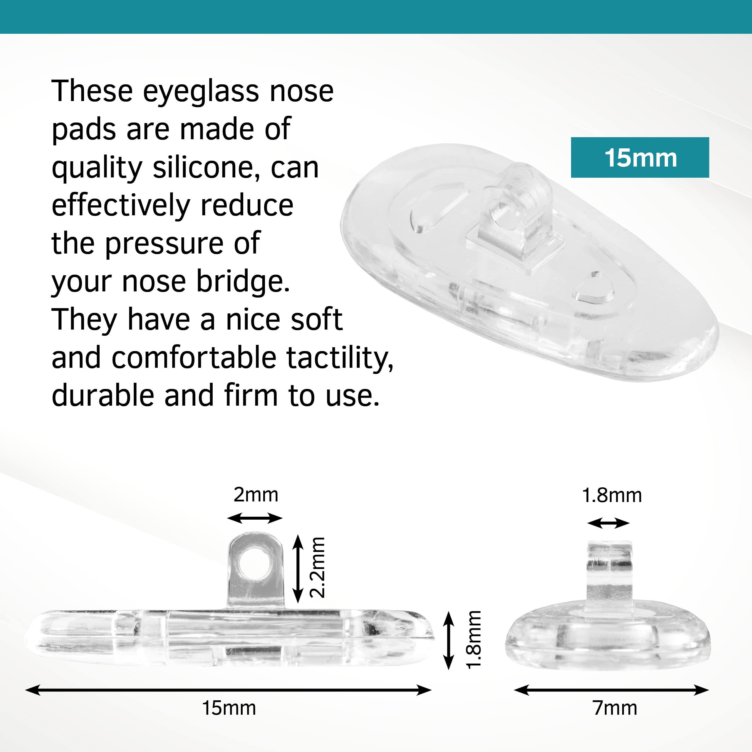 SPORTS WORLD VISION Premium Grade Soft Silicone Nosepads- Tear Drop A Shaped Push Click or Screw In Nose Pads 4 Different Sizes, 11mm, 13mm 15mm, 17mm. Different Qty for sunglasses eyeglasses - Image 2