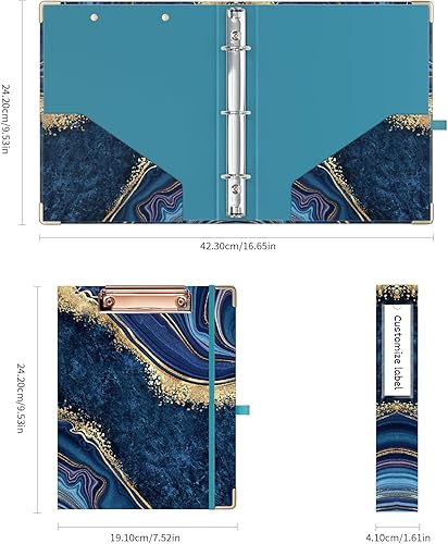 Miniatura 213 de Ospelelf Mini 3 Ring Binder, 2 Inch, Cute Pink Marble Binder for 5.5" x 8.5" with 5 Tab Dividers, File Folder Labels and Low Profile Clipboards