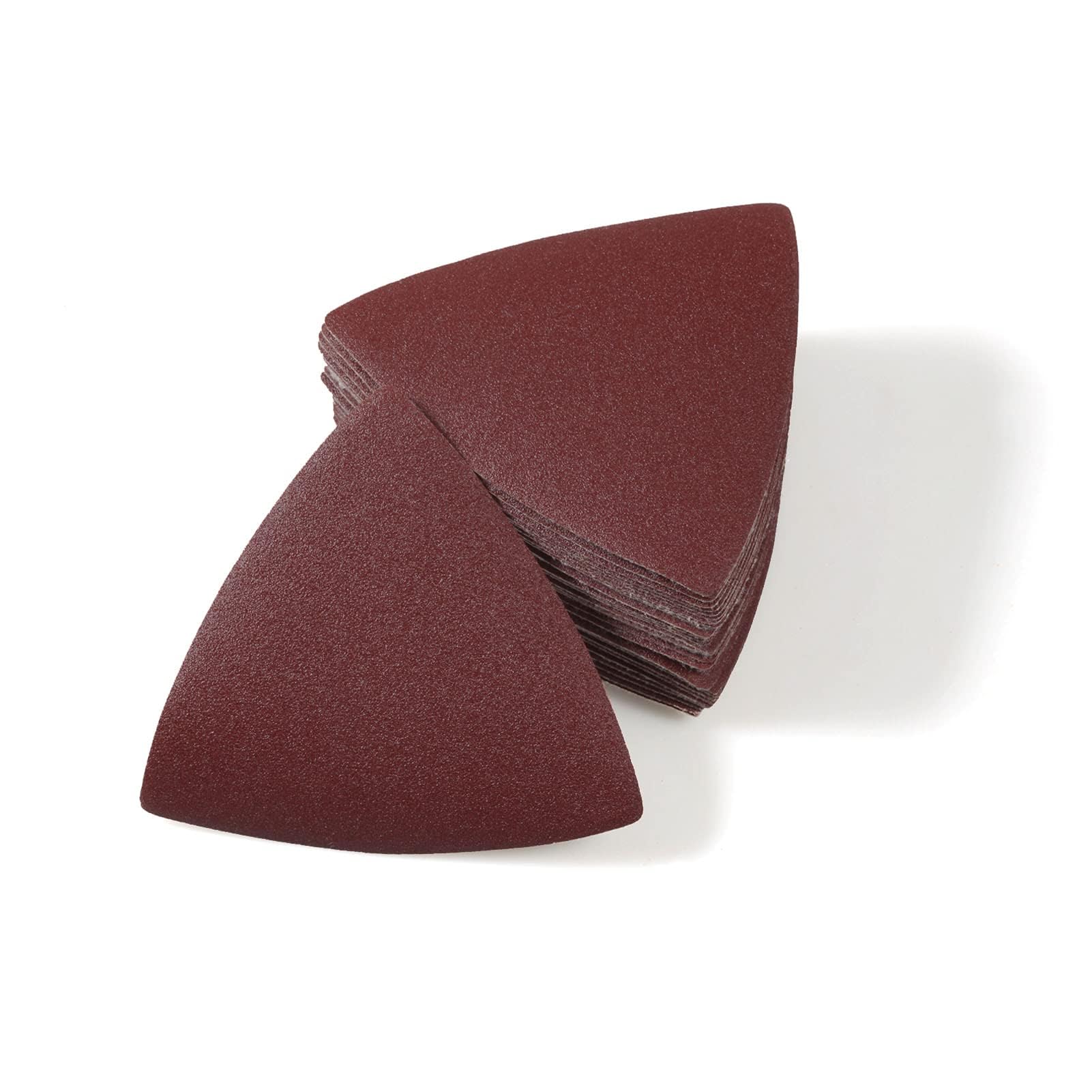 Leontool Red 30 Pcs 3-1/8 Inch (80Mm) Triangular Hook & Loop Oscillating Multitool Sanding Pads Triangle Sanding Pads 180 Grit No Hole Triangle Sandpaper Detail Sander Sandpaper For Wood Metal Polishing