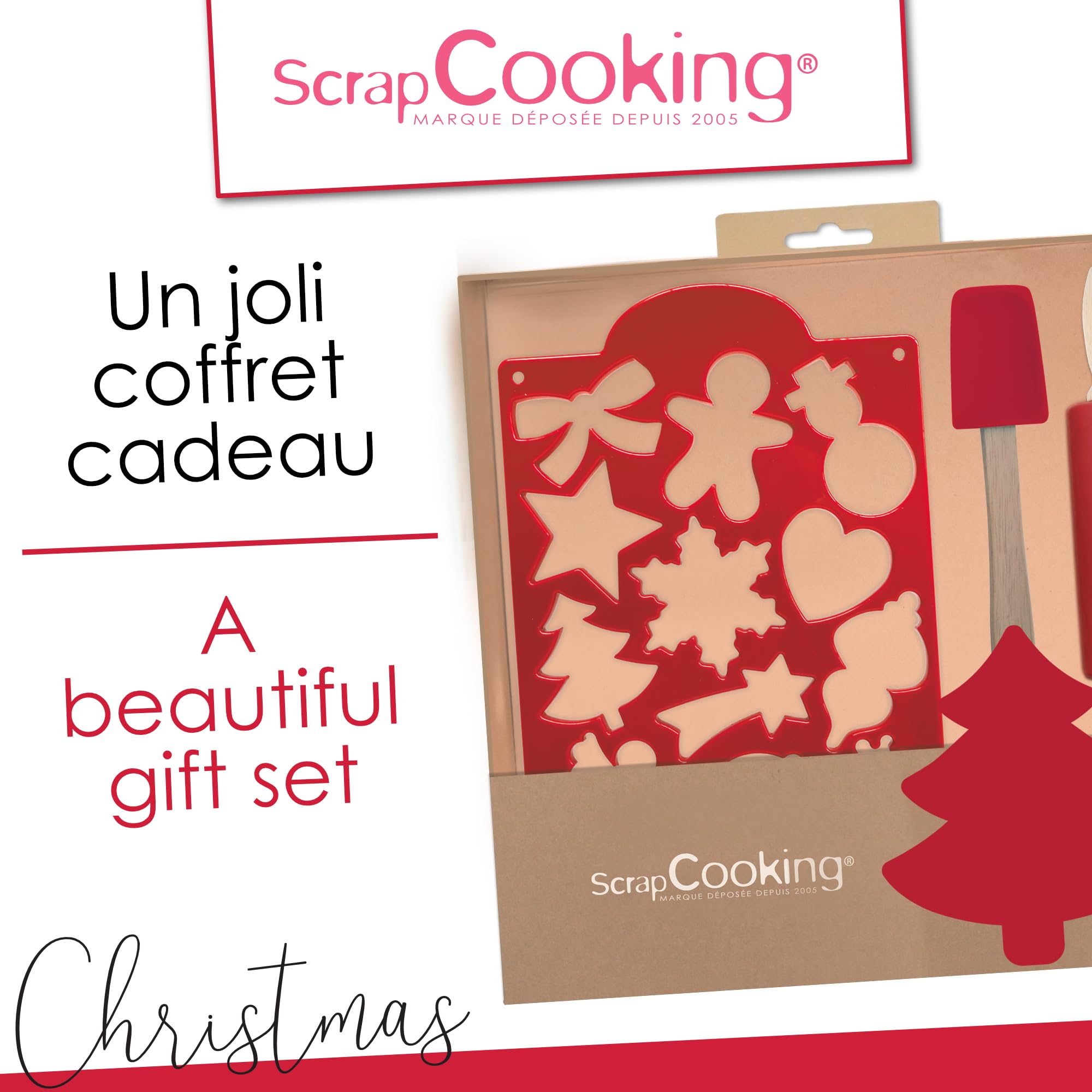 ScrapCooking Coffret Ustensiles Biscuits Noël Enfants Bois Silicone Pâtisserie