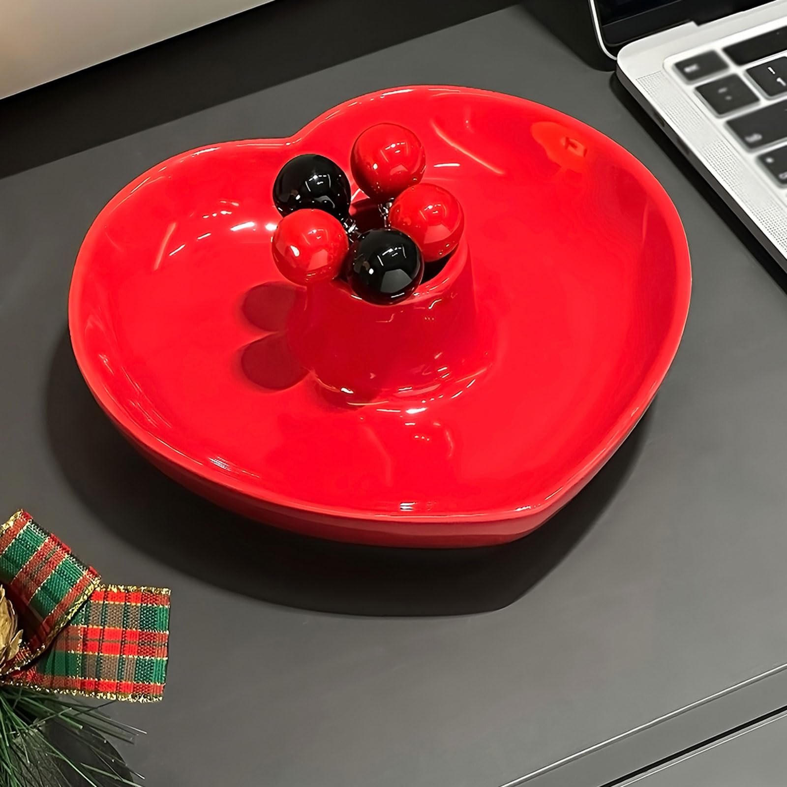 Fourchette à Fruits en Acier Inoxydable avec Bol à Fruits en Forme de Coeur, fourchettes à Dessert et à Salade réutilisables et créatives pour Thé de L'après midi Fête