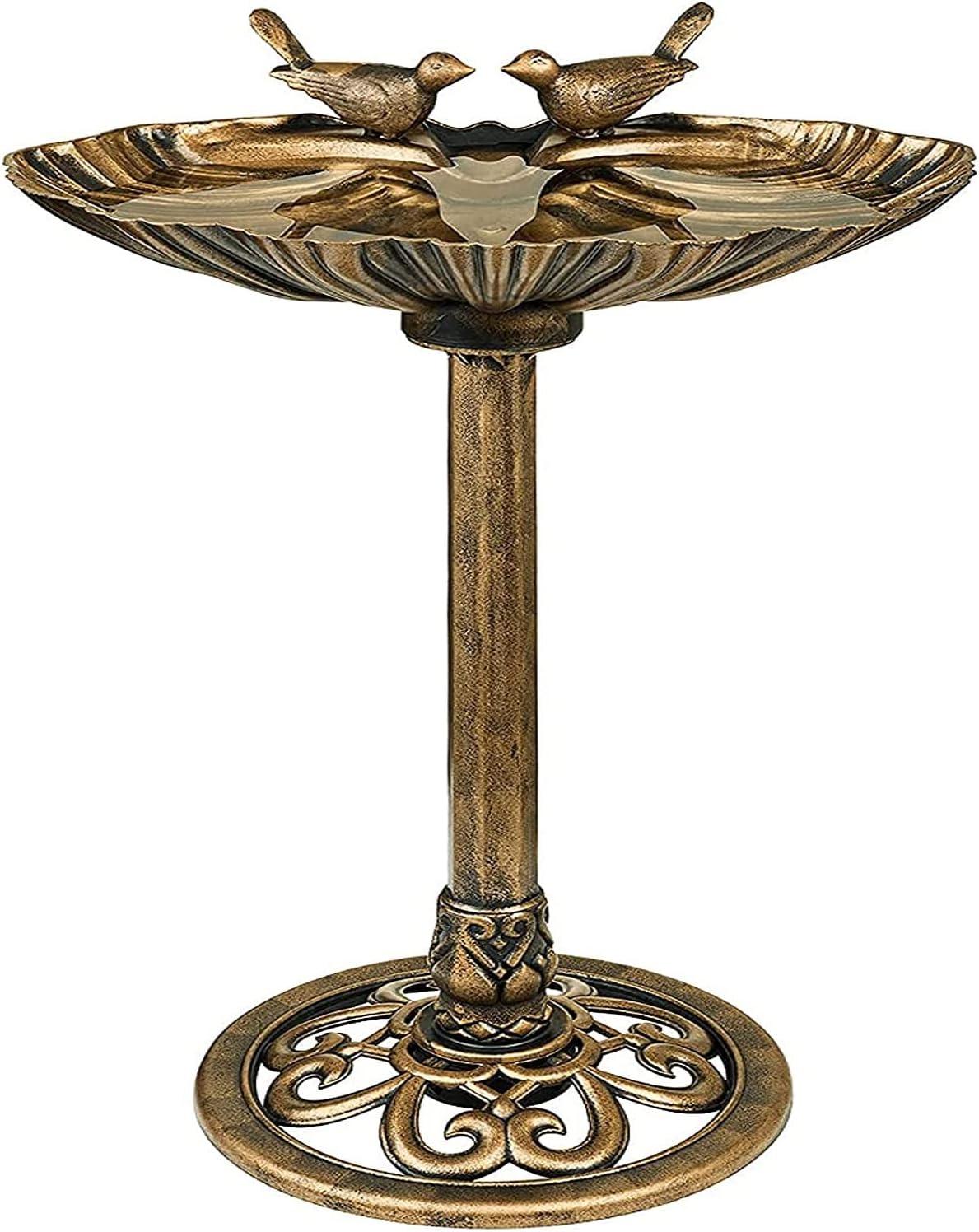 Gardenkraft 17390 Bird Bath with BuiltIn Base Planter / Bronze Effect