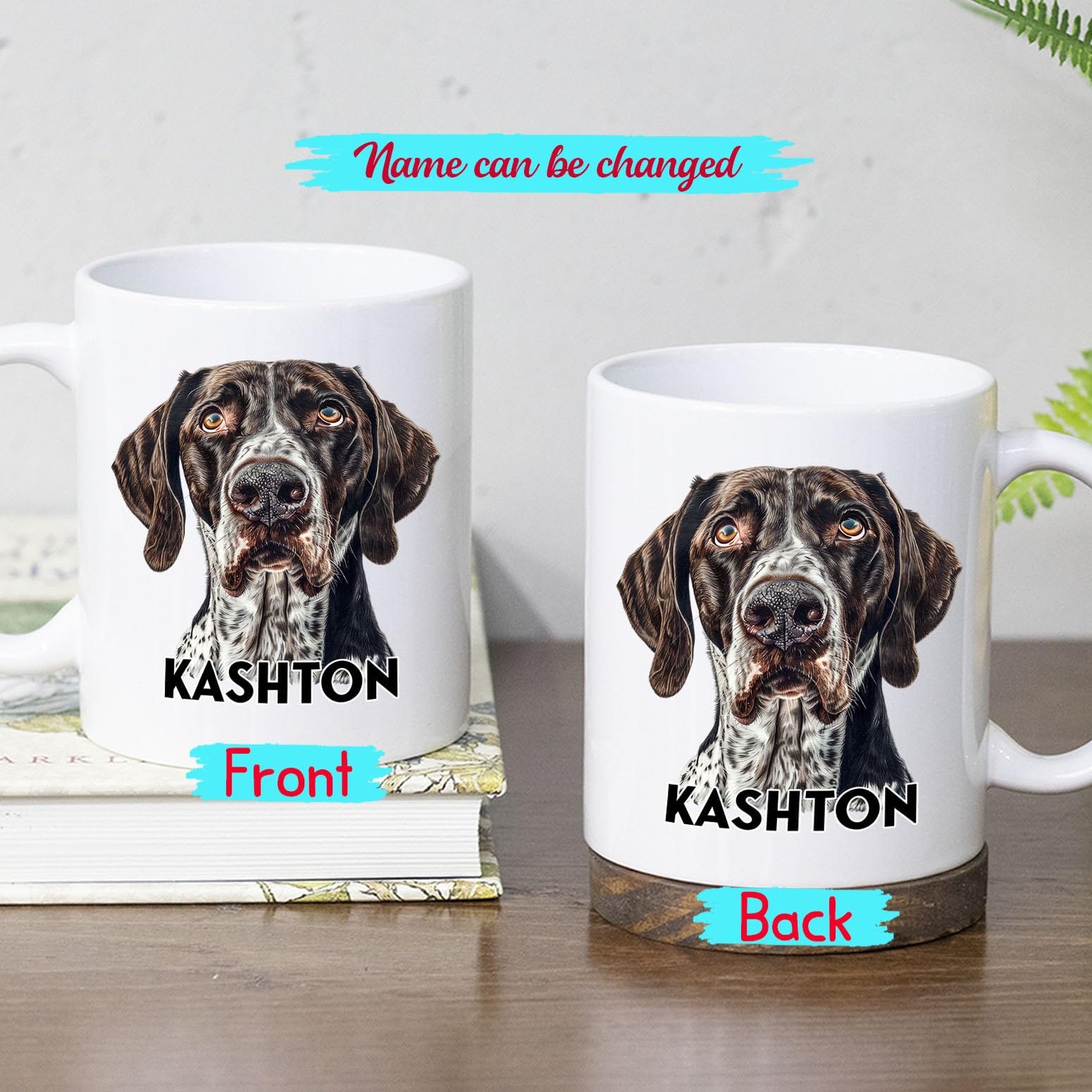 Personalized German Shorthaired Pointer White Coffee Cup, Customized Name German Shorthaired Pointer Ceramic Teacup Gifts For Men Women Dog Lovers, German Shorthaired Pointer Coffee Mug 11 Oz 15 Oz