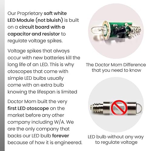 Miniatura 3 de Otoscopio de bolsillo Dr Mom con luz LED de 4 generación con espéculos desechables para pediatría y adultos con funda