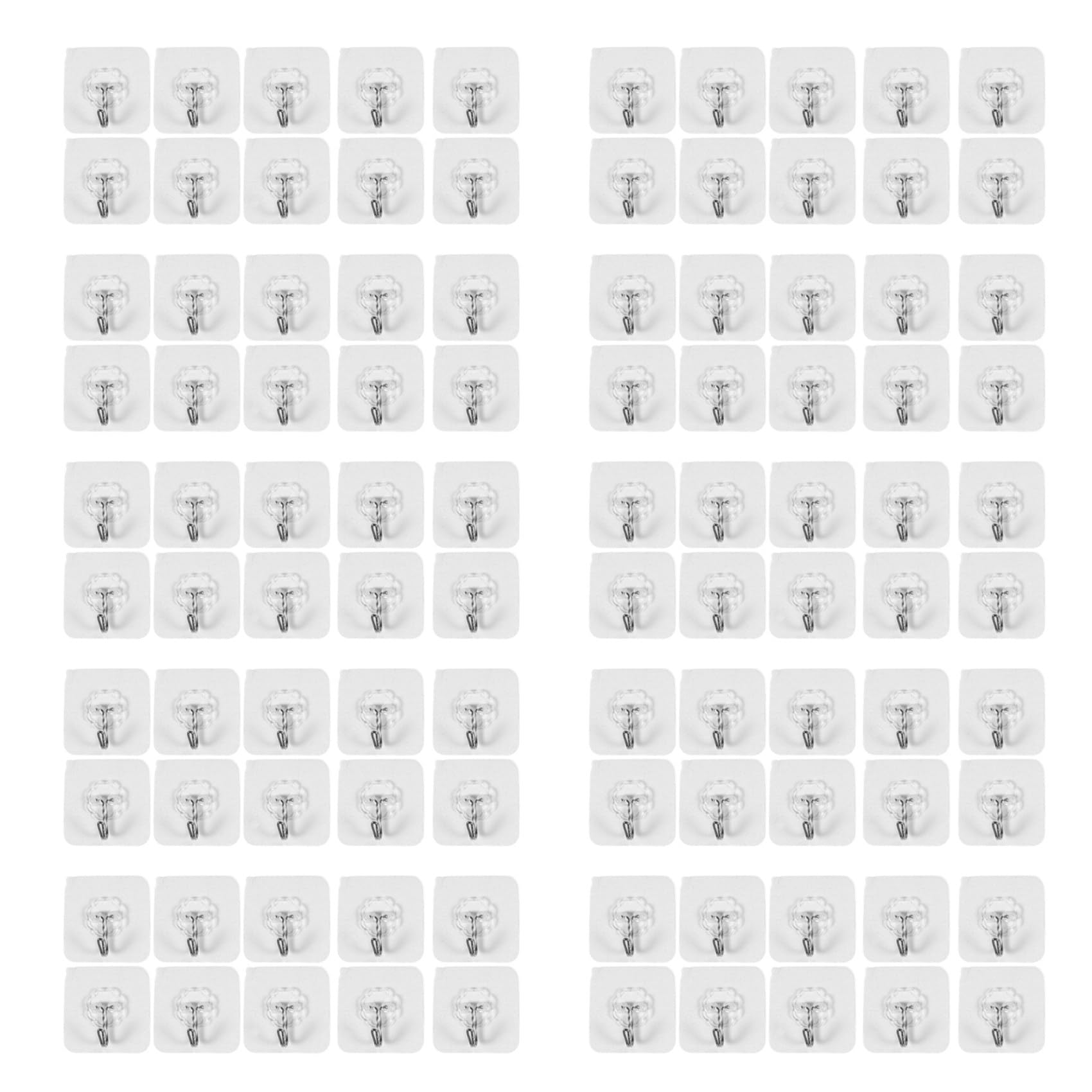 Vjsujehgy 100 Packs Reusable Adhesive Hooks,Transparent Heavy Duty Wall Hooks with, Waterproof and Oilproof