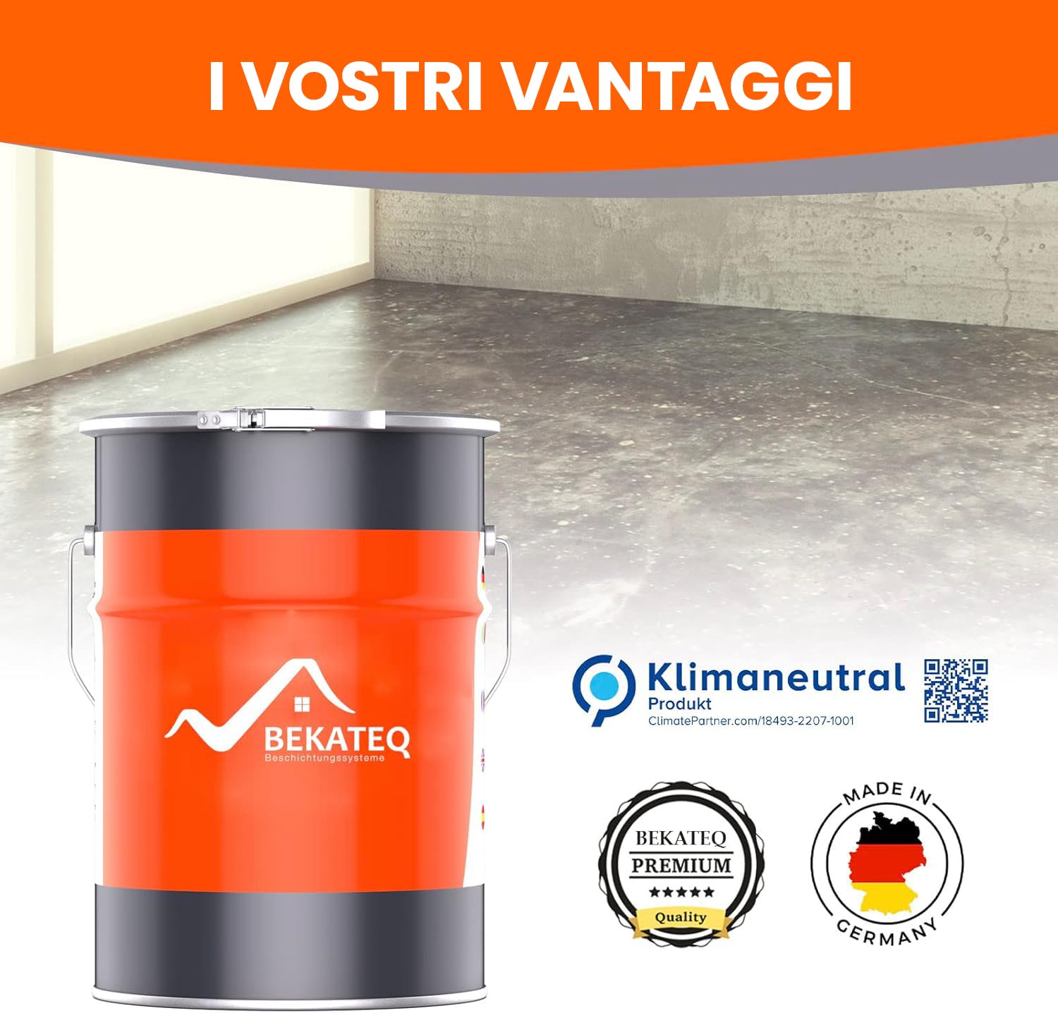 BEKATEQ Sigillante in resina epossidica trasparente 3kg Vernice per pavimenti ad alta resistenza per interni & esterni │ Per pavimenti di garage, uffici e industrie │ Resina bicomponente BK-400EP