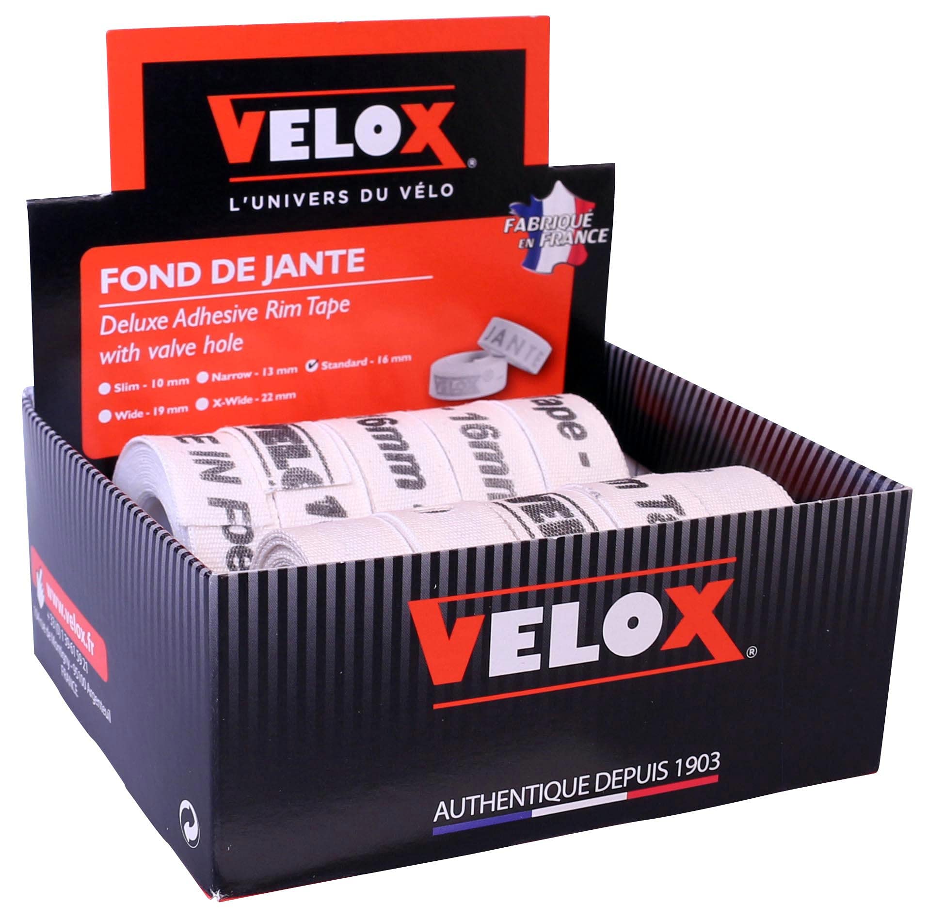 Velox Deluxe Cotton Rim Tape, 16mm (Box of 10), White — image 1