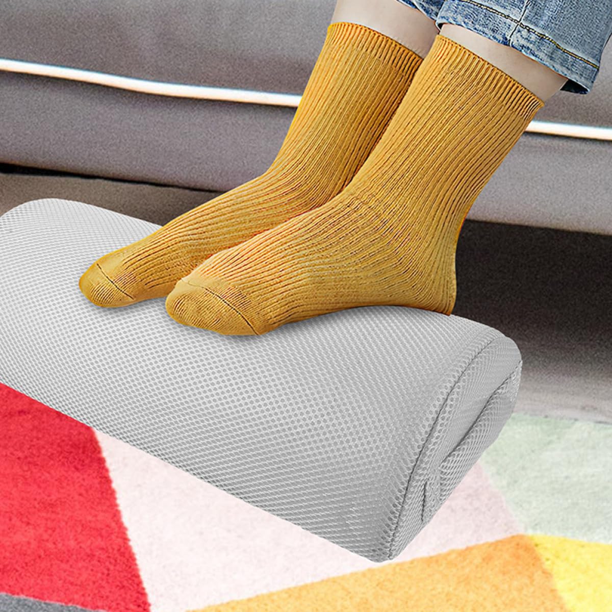 Operitacx 2pezzi Cuscino Poggiapiedi Ergonomico per Supporto Gambe in Poliestere e Spugna per Ufficio e Casa Design Confortevole e Alto Rimbalzo