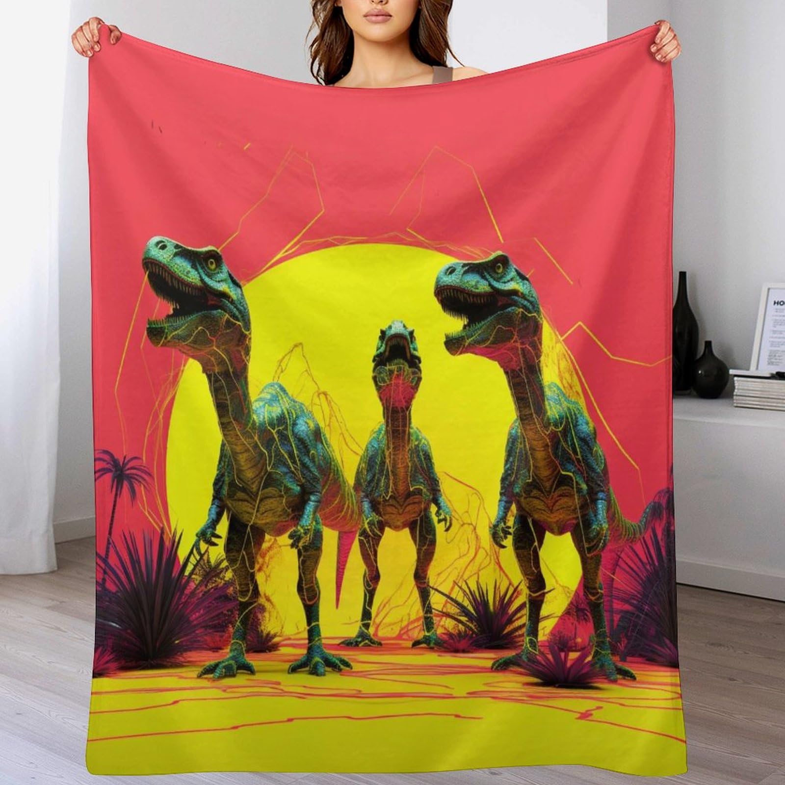 Manta de dinosaurio para sofá ideal para tardes de películas y descanso en el salón