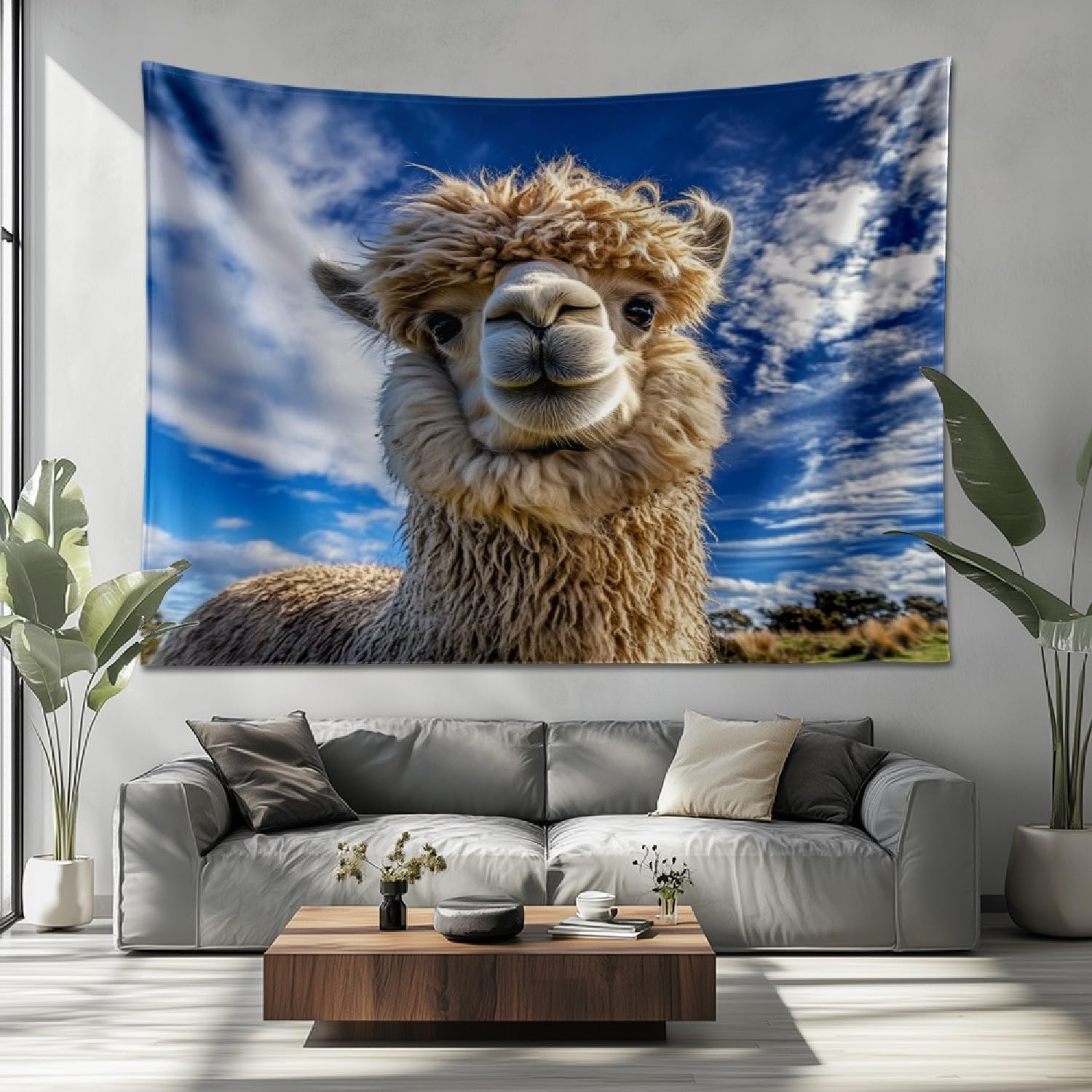 Arazzo da Parete Alpaca 250x300 cm Arazzo Extra Grande Alpaca Carino Tessuto Morbido in Microfibra, Decorazione per Camera da Letto, Soggiorno e Dormitorio a/5345