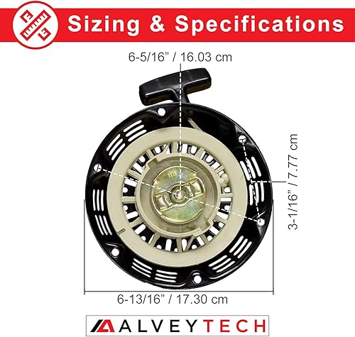 Miniatura 3 de AlveyTech Arrancador de retroceso negro de 196 cc 6.5 Hp - para motores de gas Honda GX120 y GX160, Manco, scooter, cortacésped, generador, motor