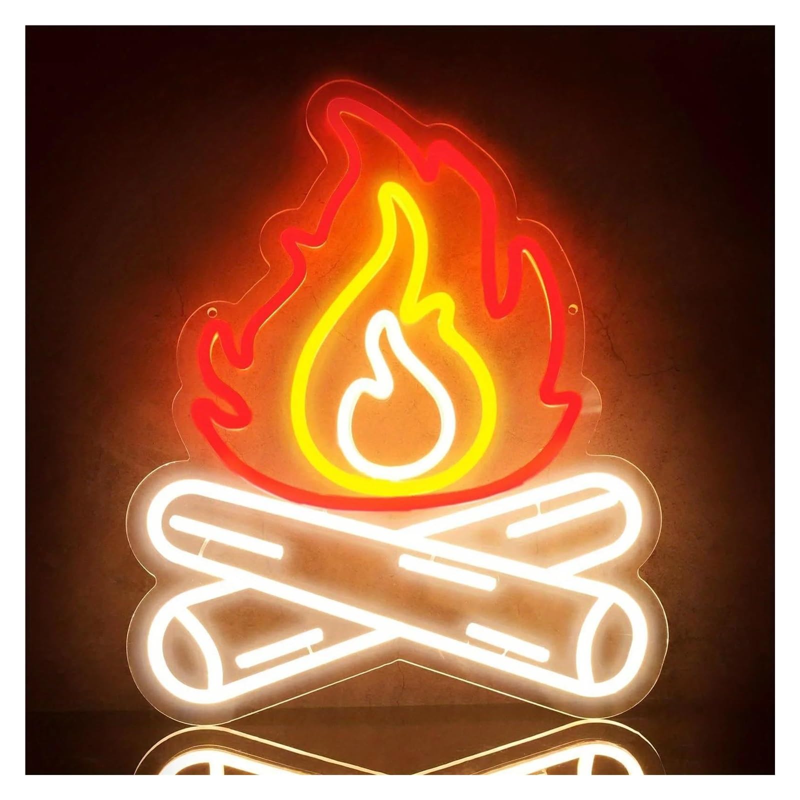 LEMST Sign Lamp Campfire Neon Light USB Powered, with Dimmer, Adjustable Brightness,for Outdoor Spaces, Cabins, Cozy Decor 42x34cm